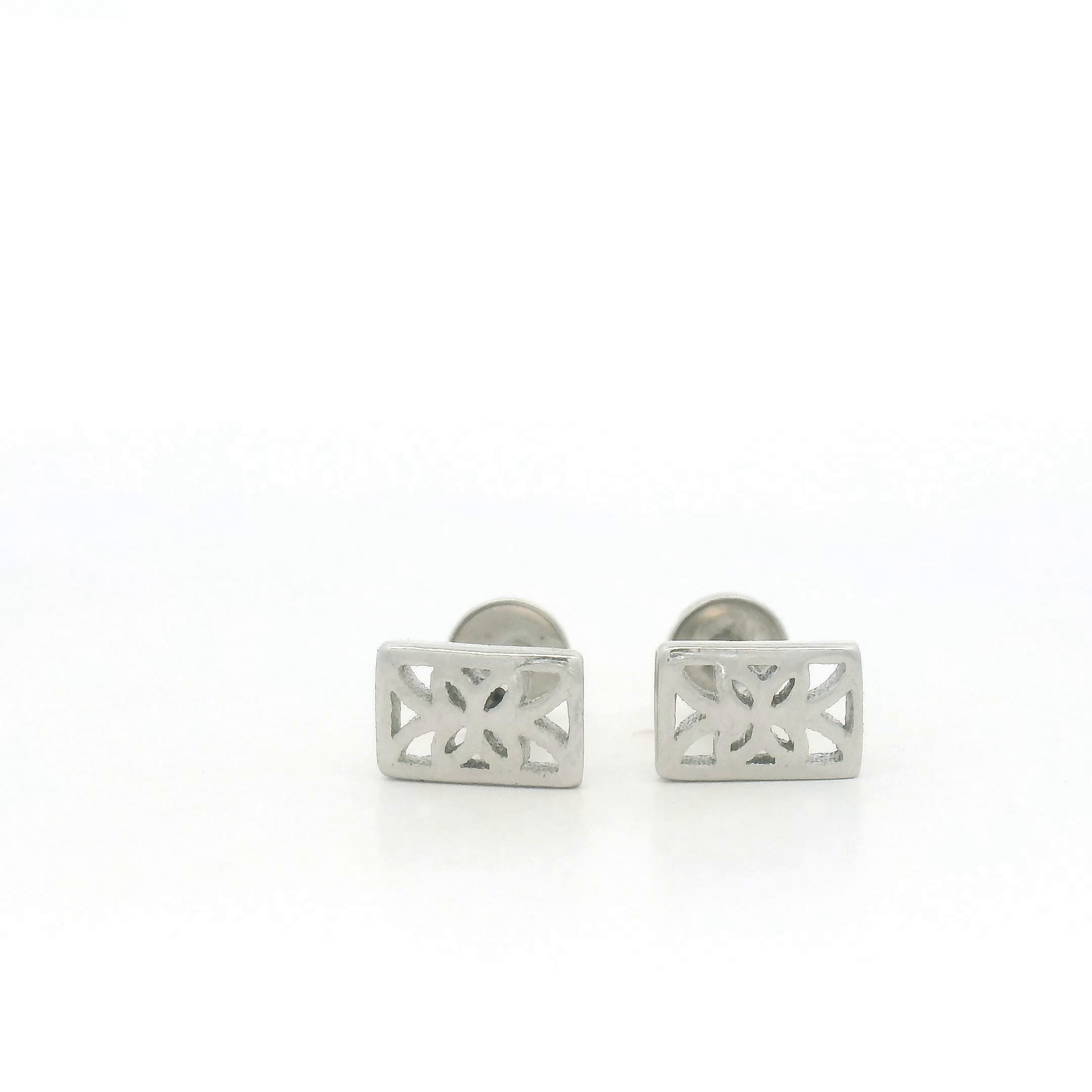 Silver Square Stud Earrings