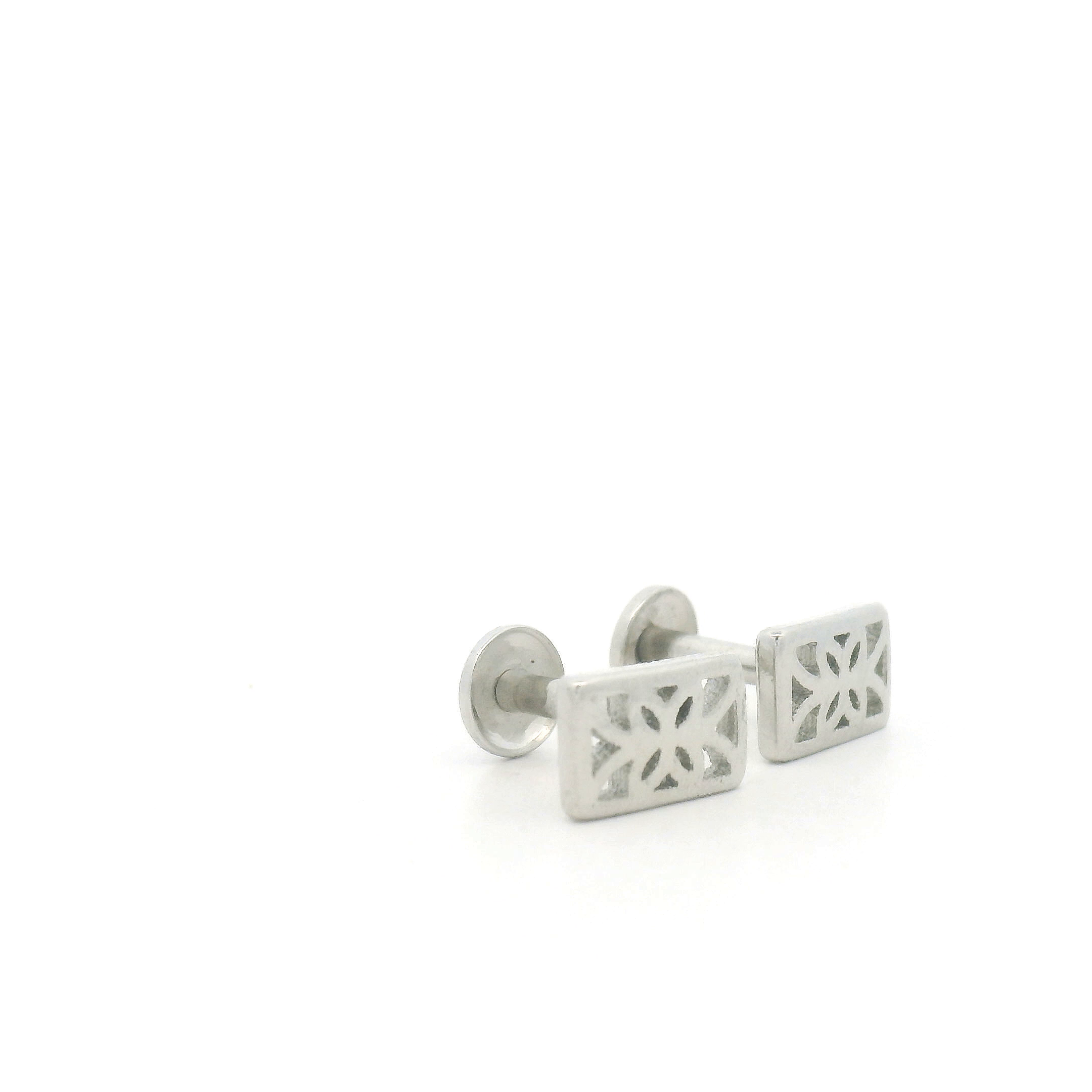 Silver Square Stud Earrings
