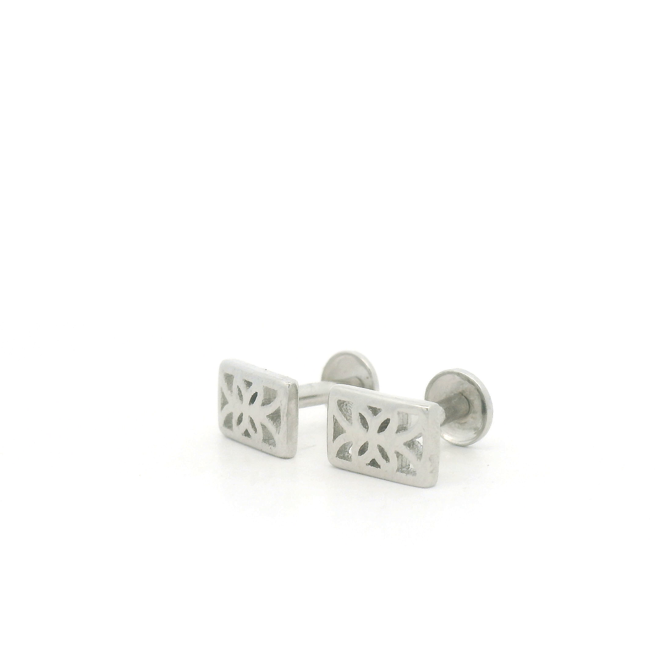 Silver Square Stud Earrings