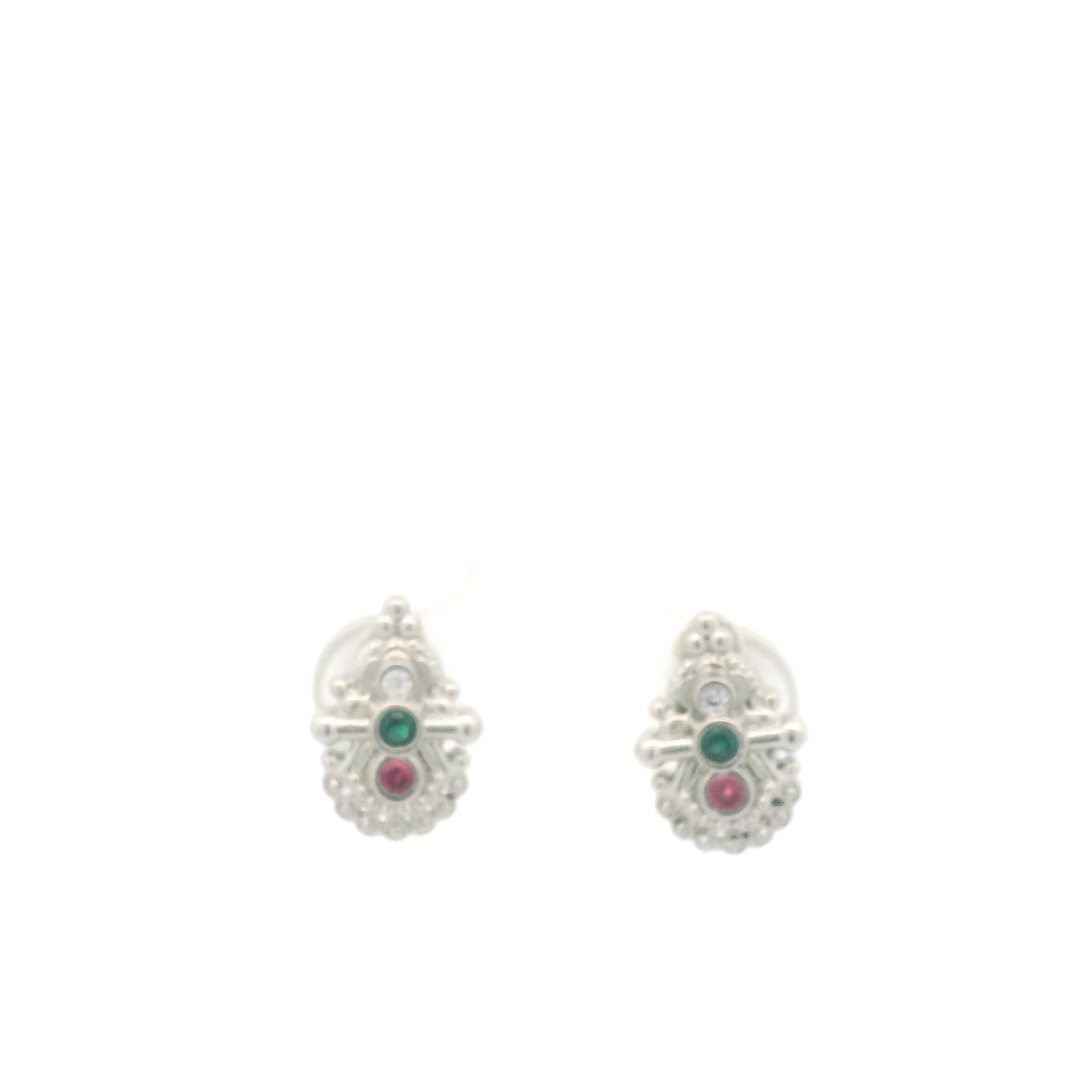 Matte Finish Silver Stud Earrings – Everyday Wear by Varshika Jewellers