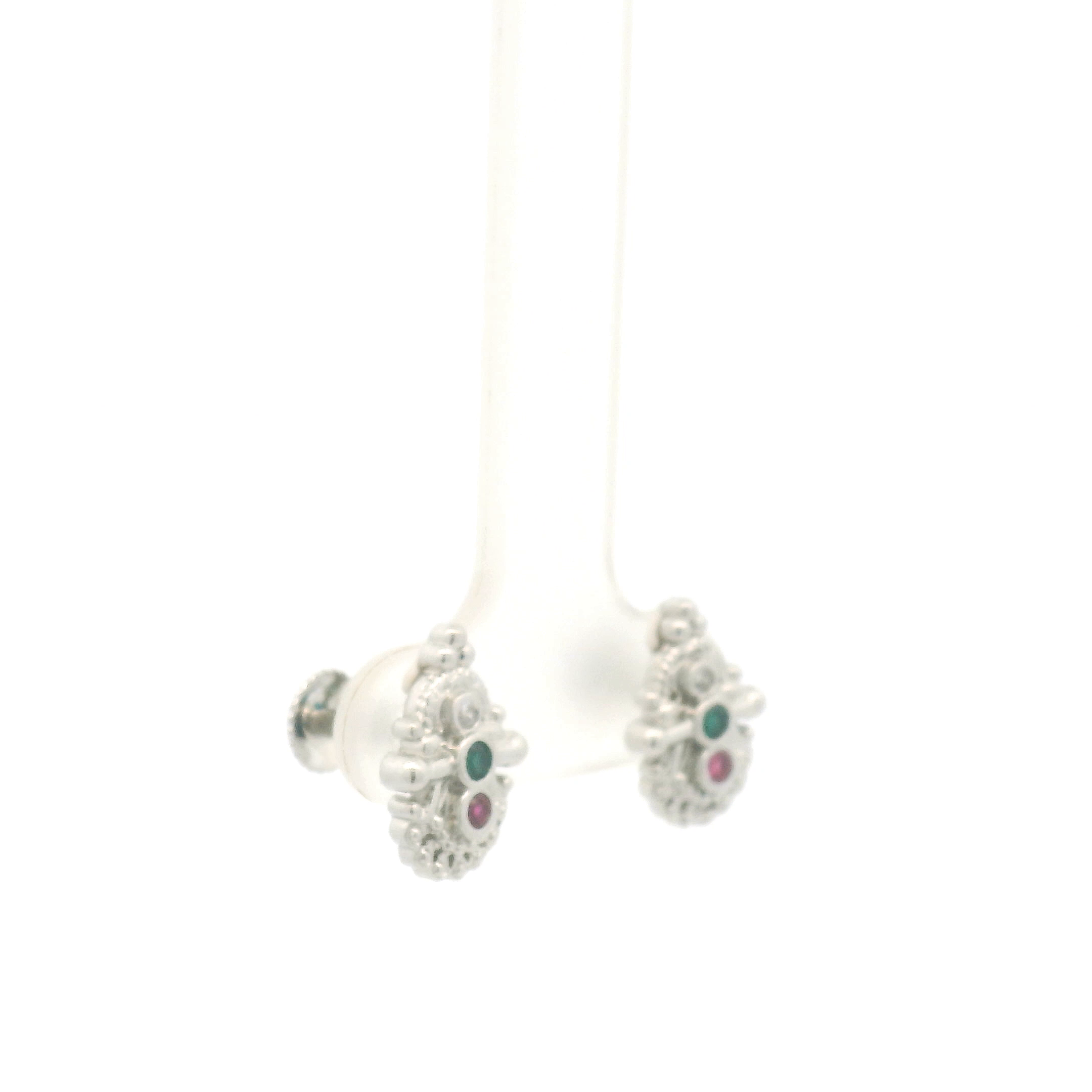 Matte Finish Silver Stud Earrings – Everyday Wear by Varshika Jewellers