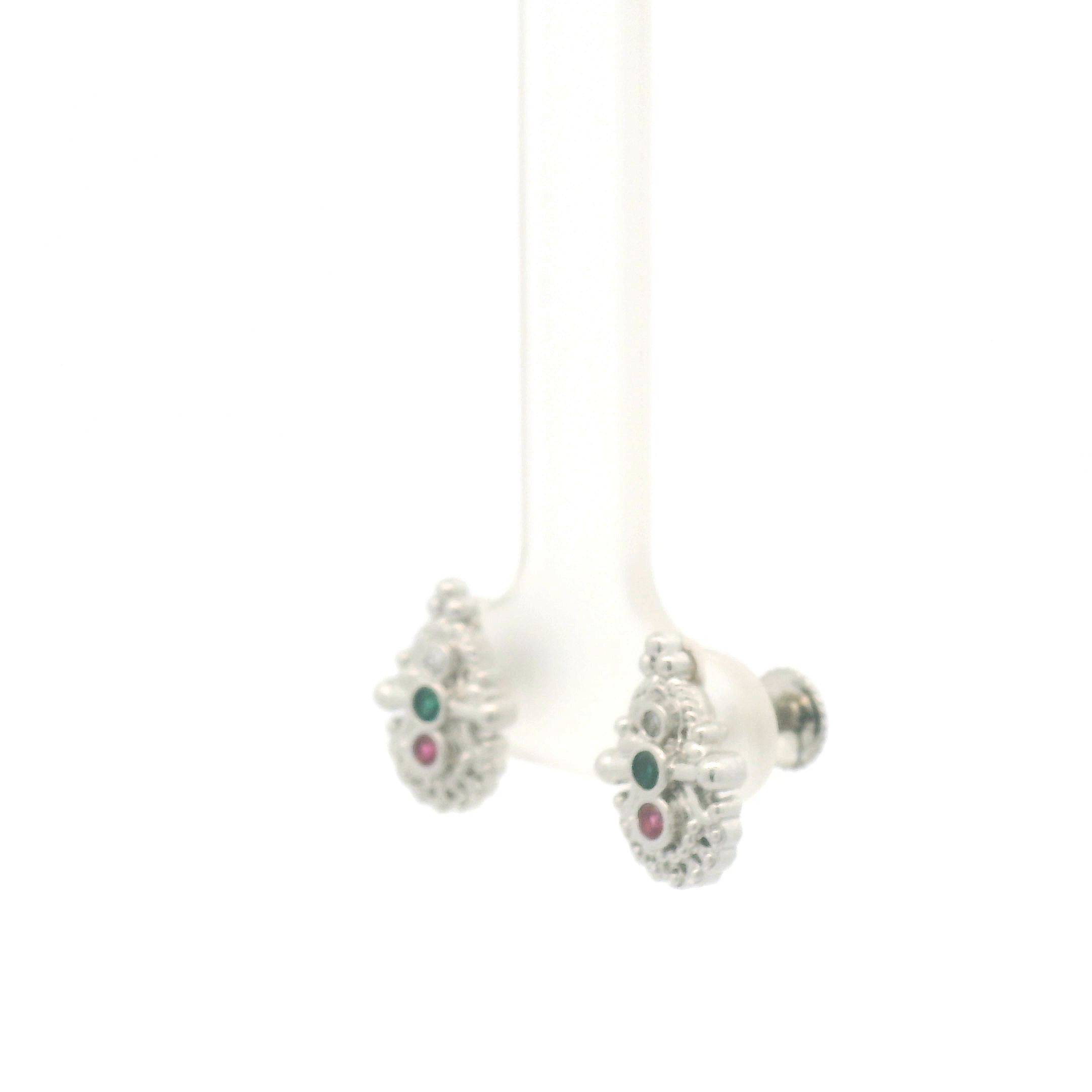 Matte Finish Silver Stud Earrings – Everyday Wear by Varshika Jewellers