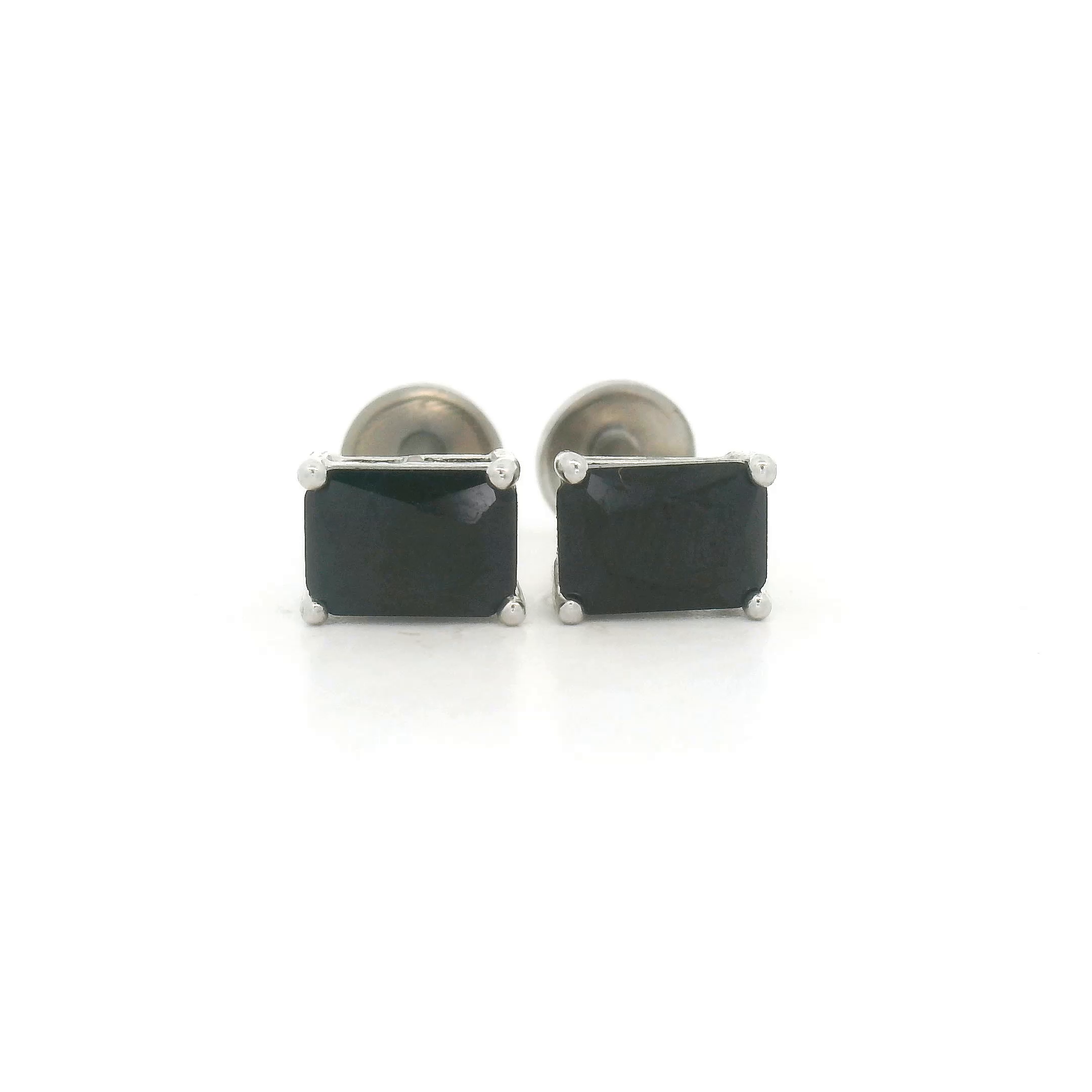 Black Gemstone Square Earrings