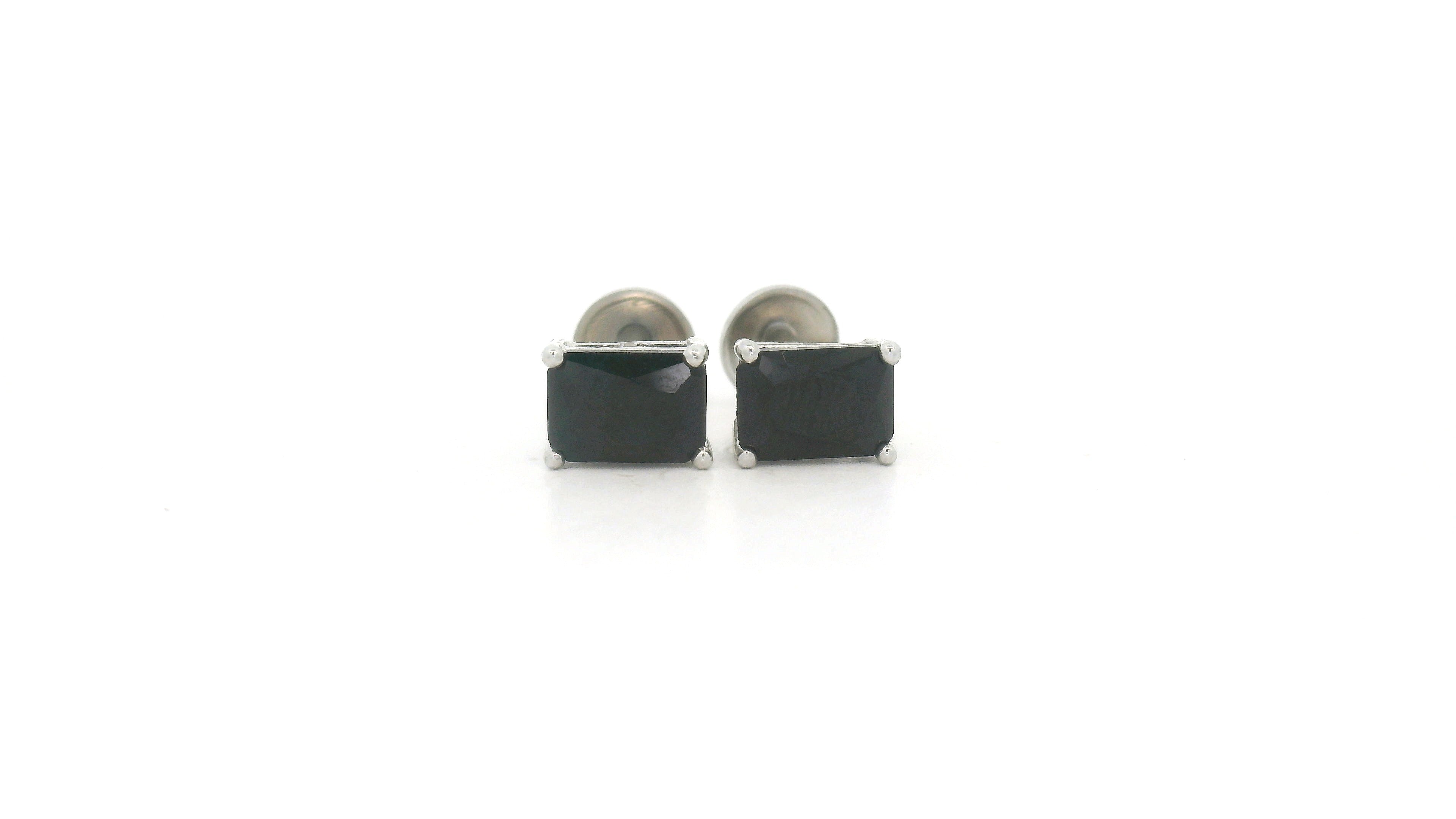 Black Gemstone Square Earrings