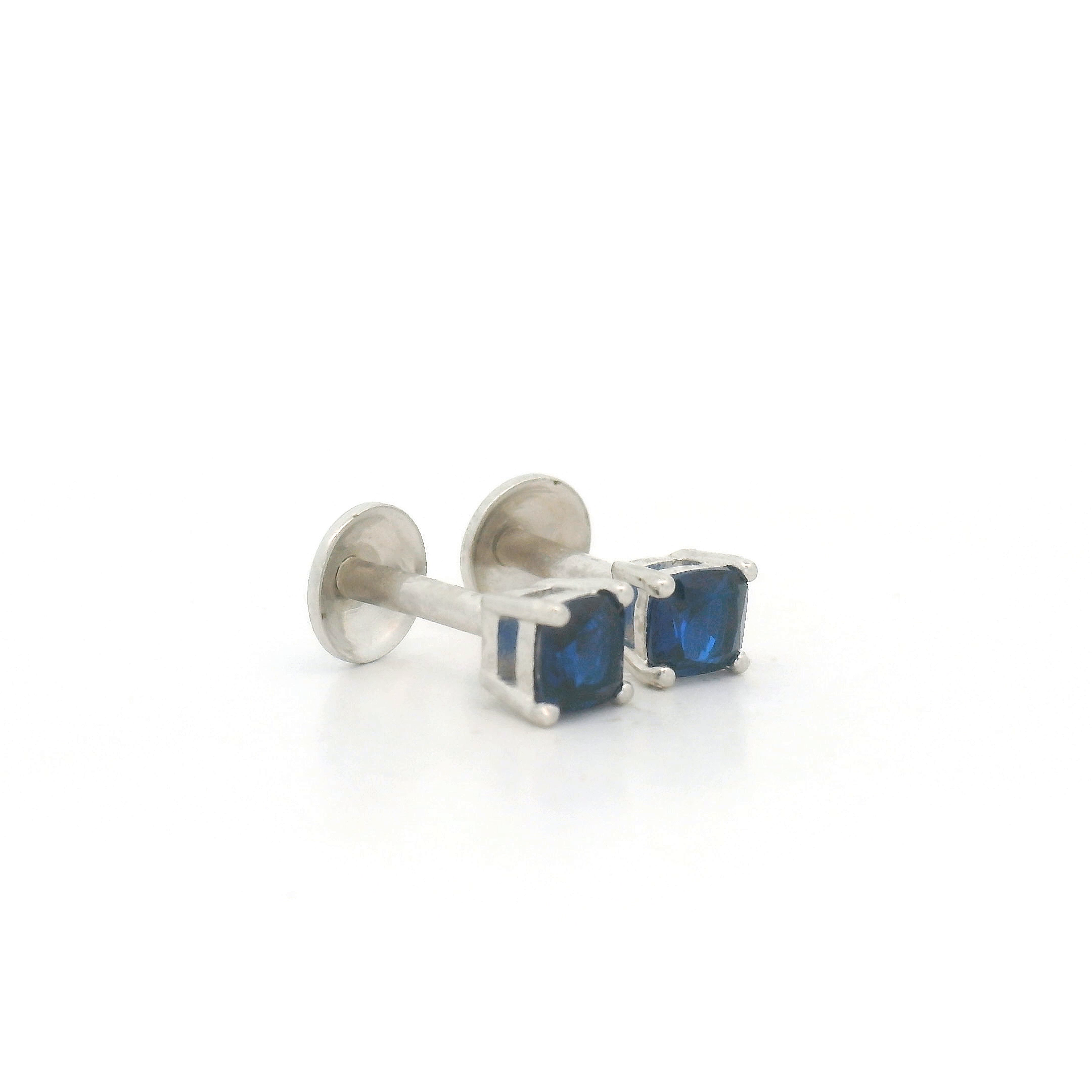 Blue Gemstone Square Earrings
