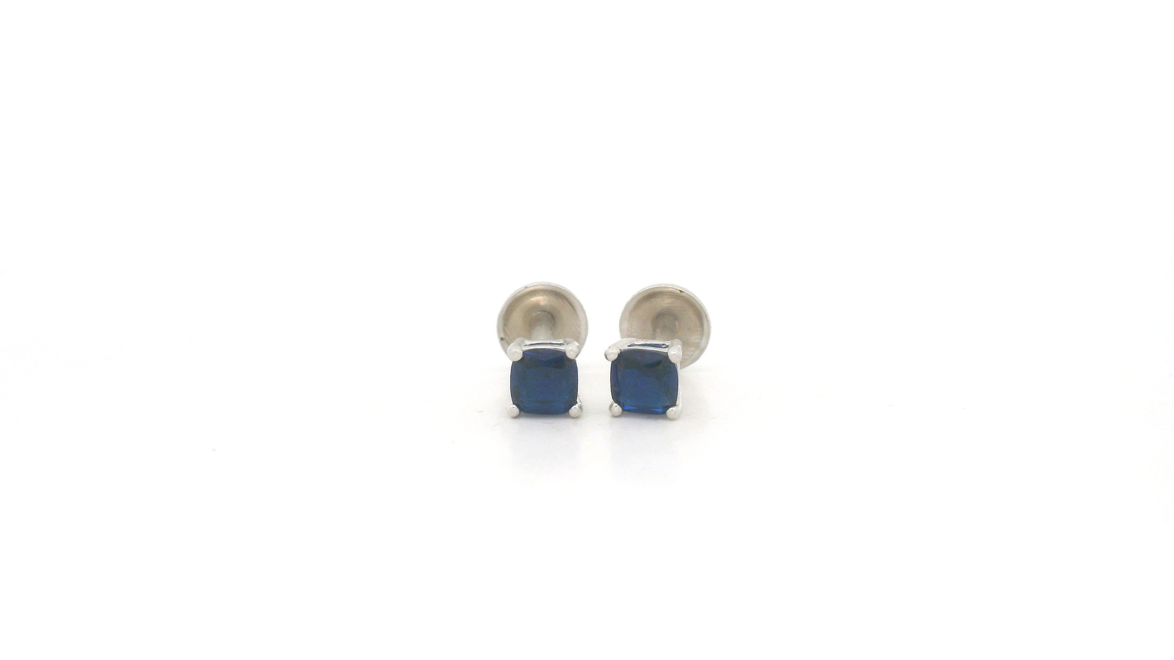 Blue Gemstone Square Earrings