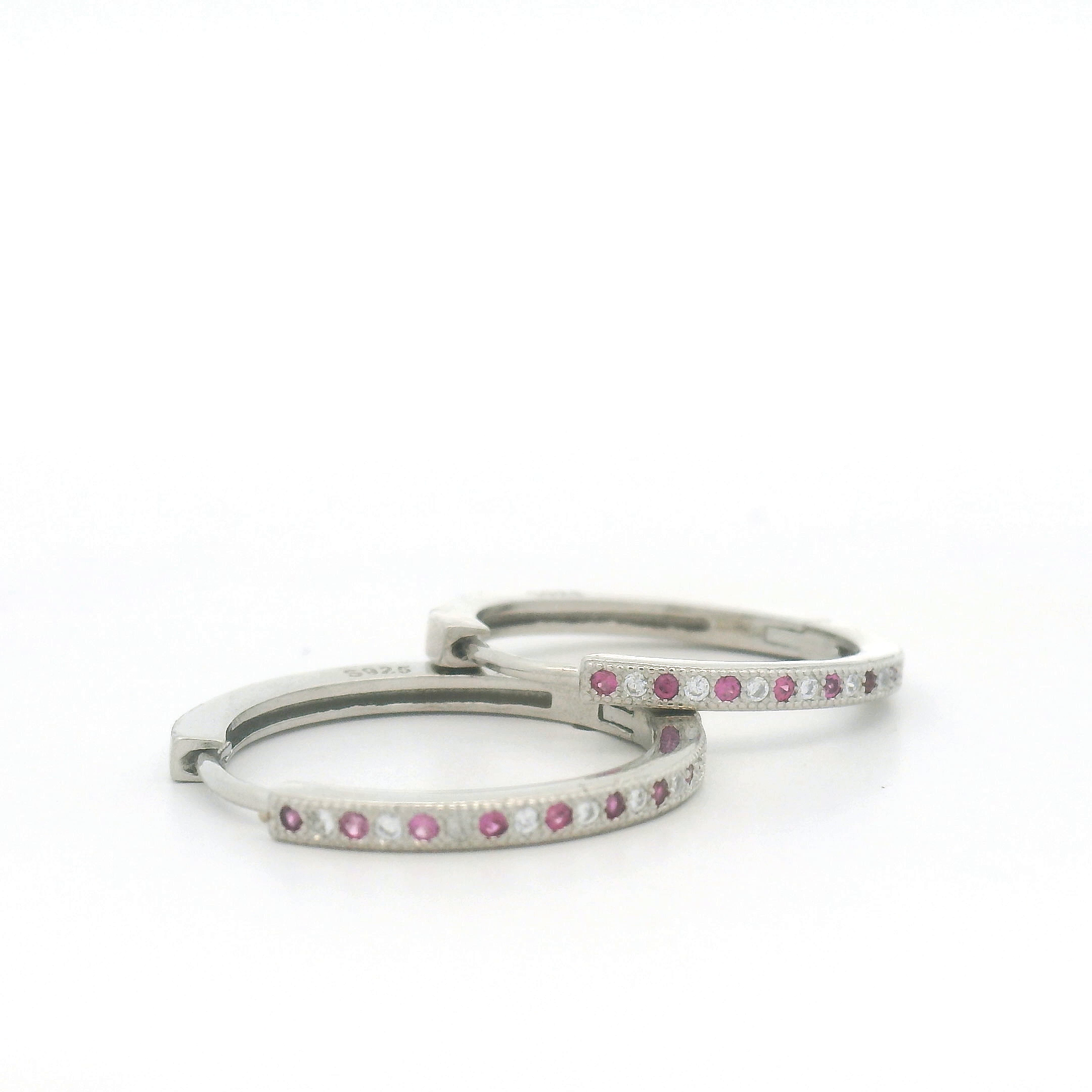 Silver Pink Stone STud Earrings