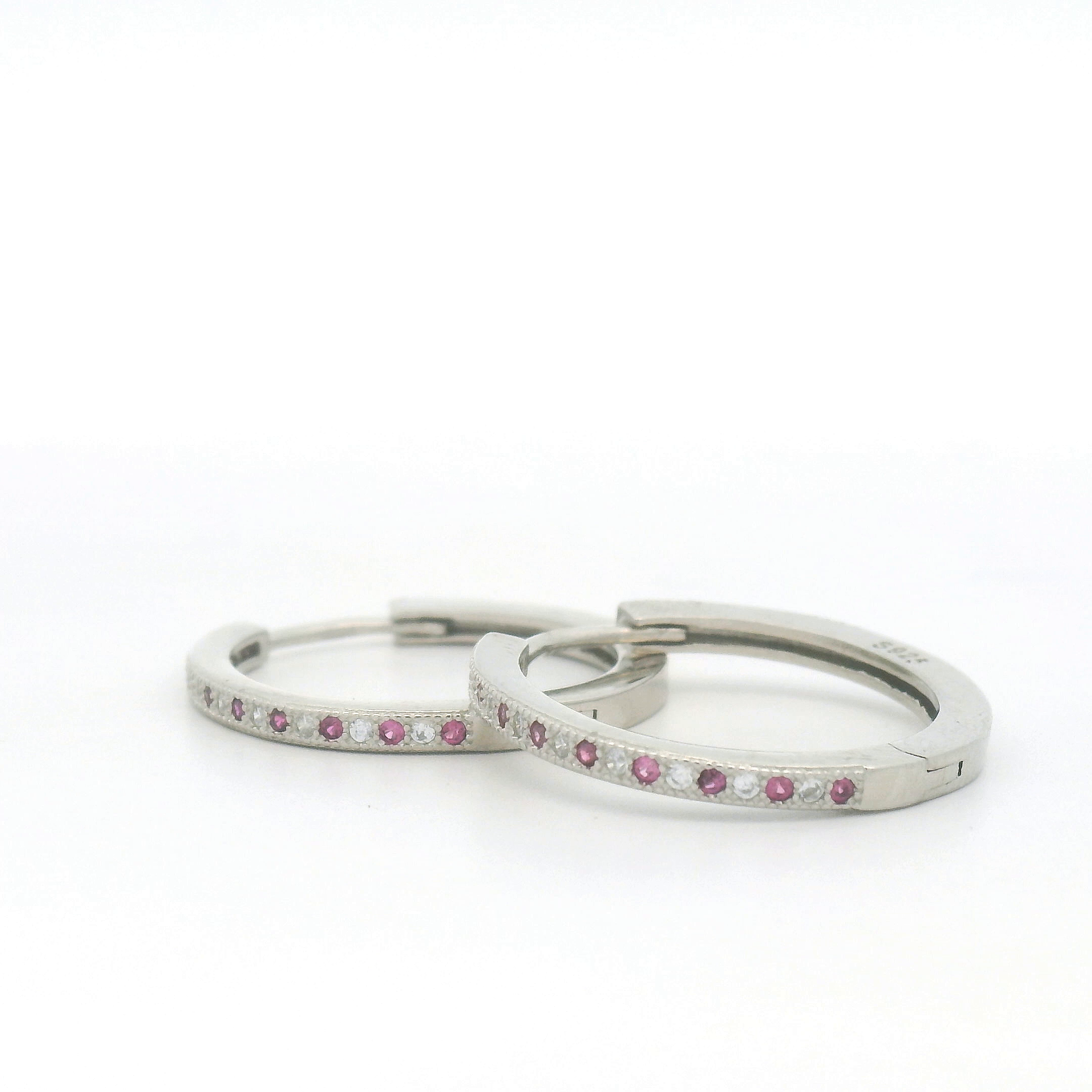 Silver Pink Stone STud Earrings
