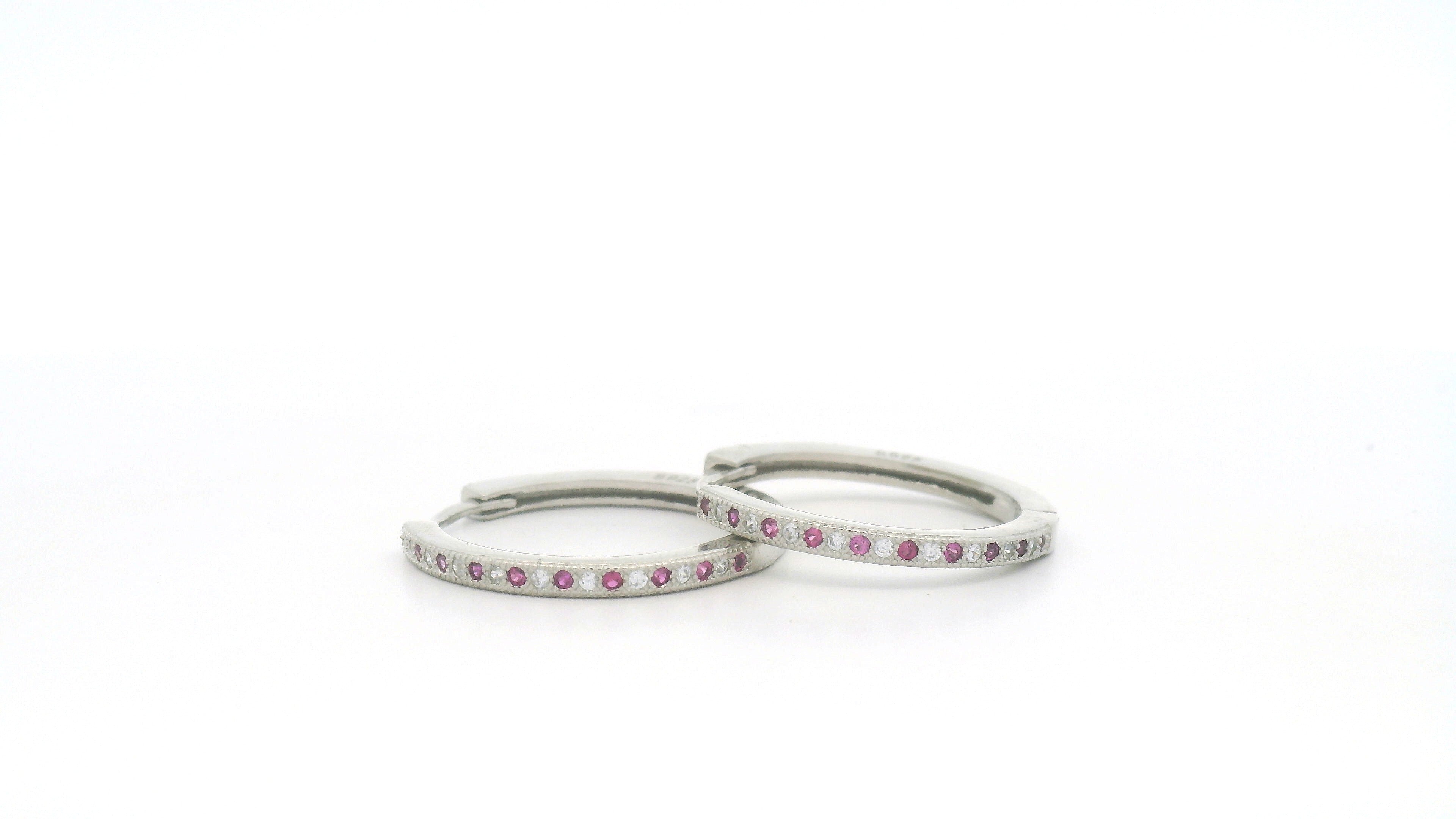 Silver Pink Stone STud Earrings