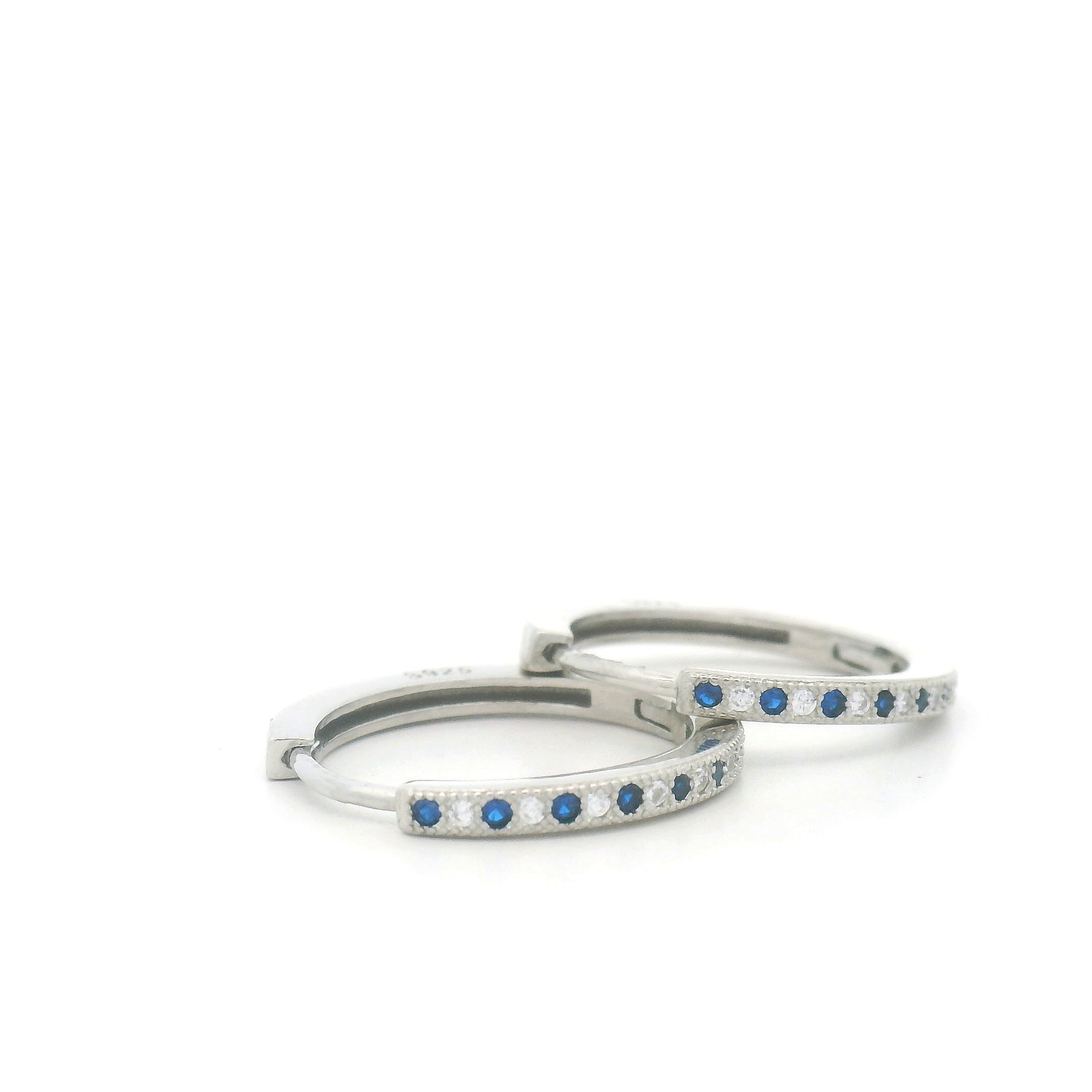 925 Silver Womens Earring with Blue Accents