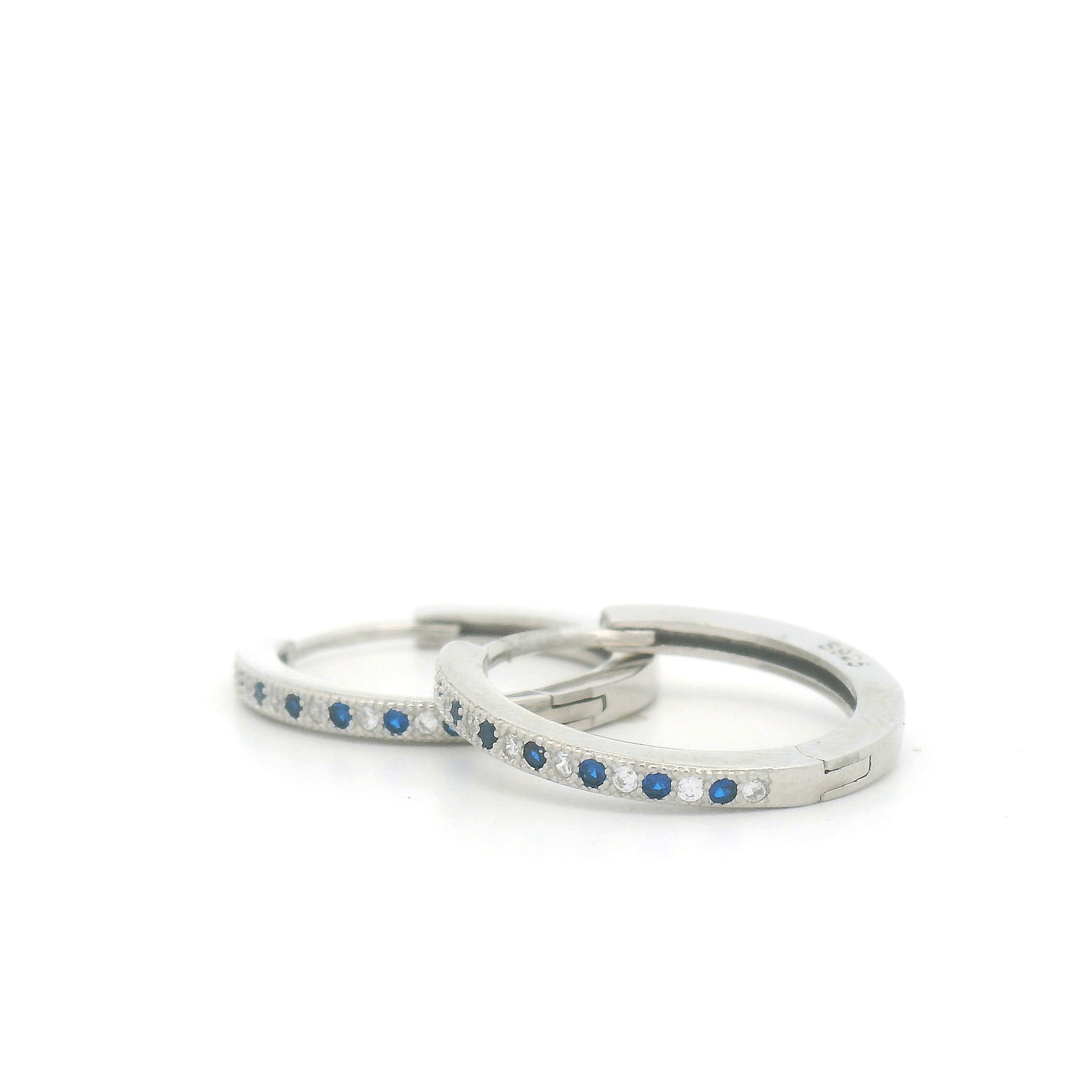 925 Silver Womens Earring with Blue Accents