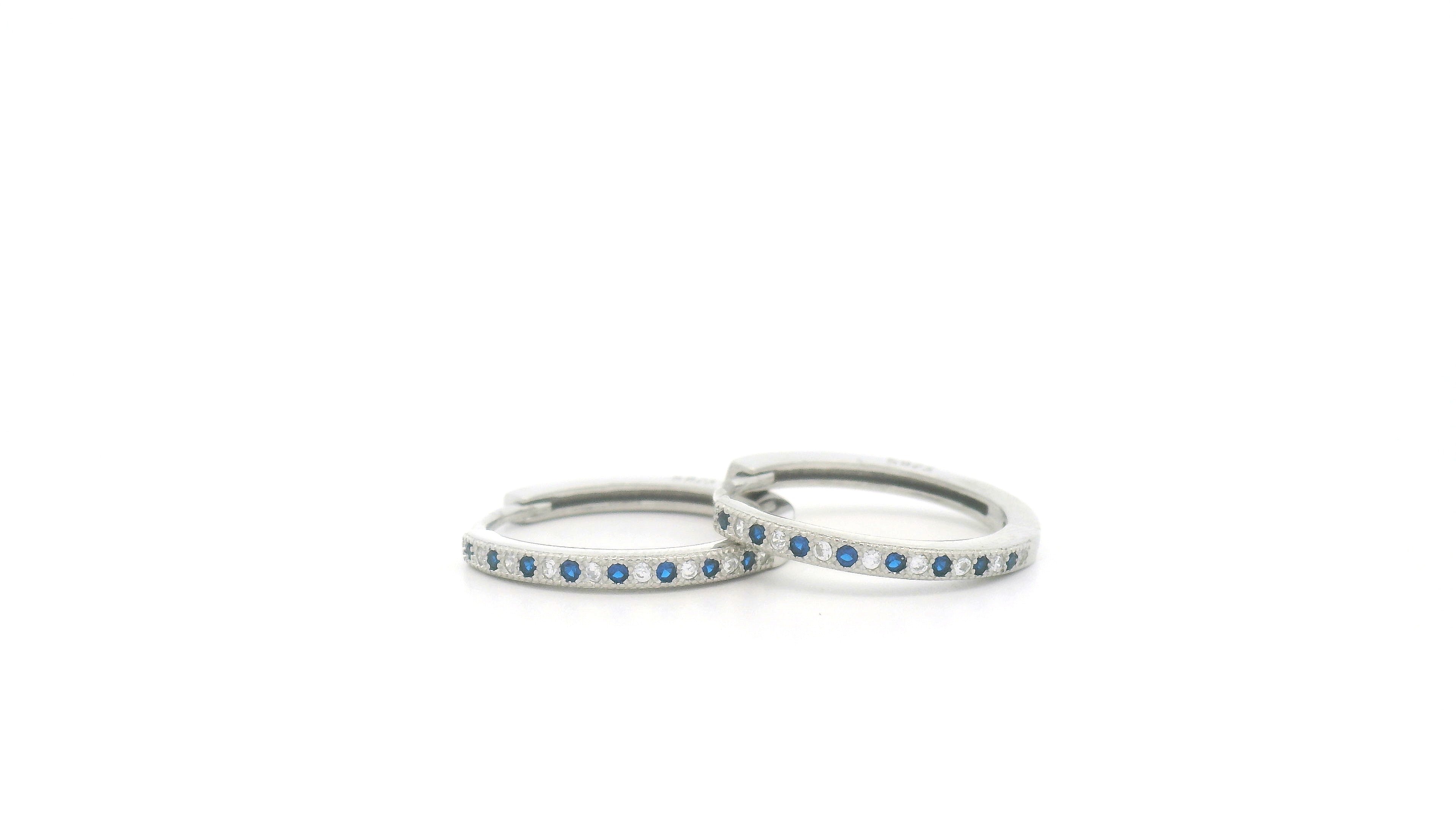 925 Silver Womens Earring with Blue Accents