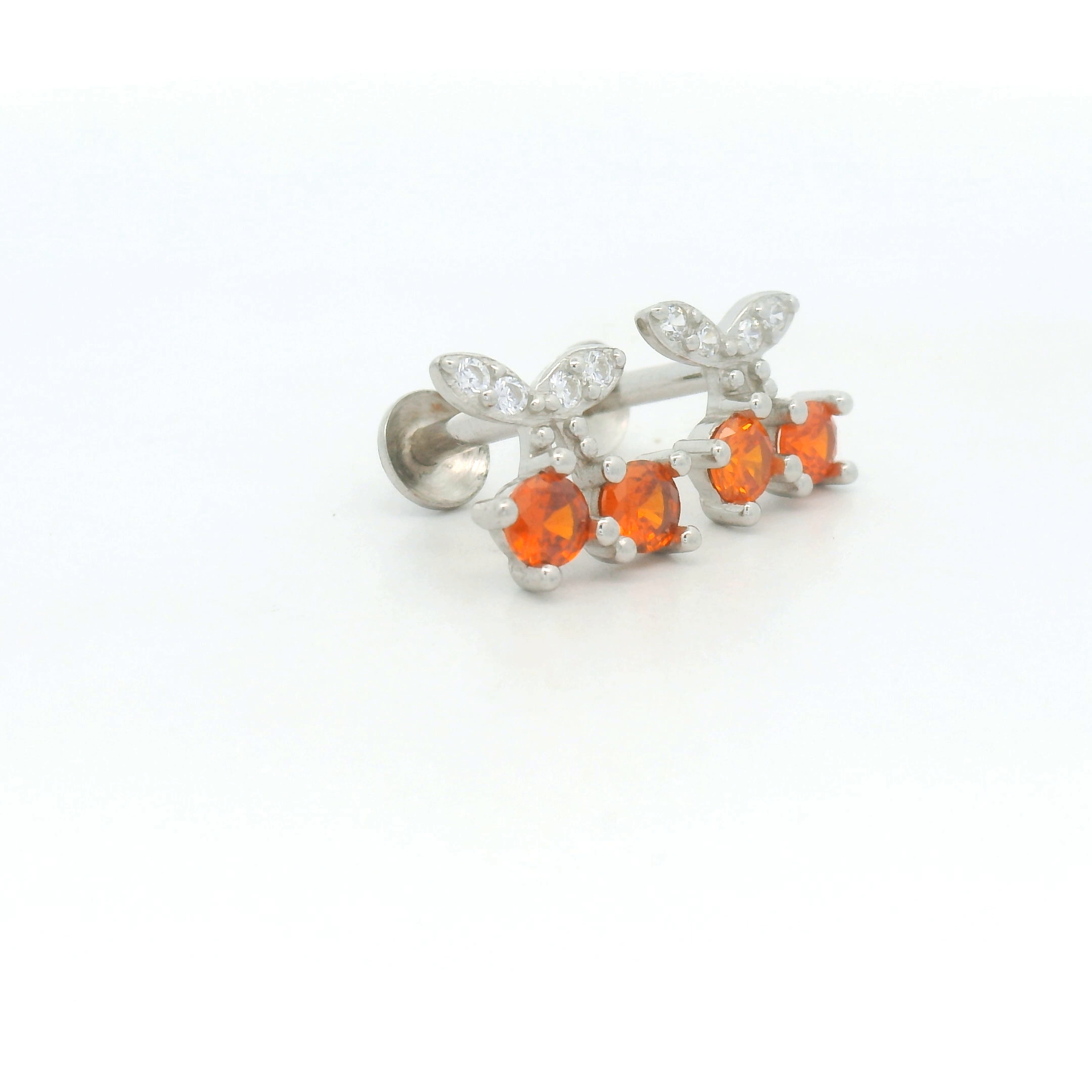 Silver Orange Gemstone Earrings