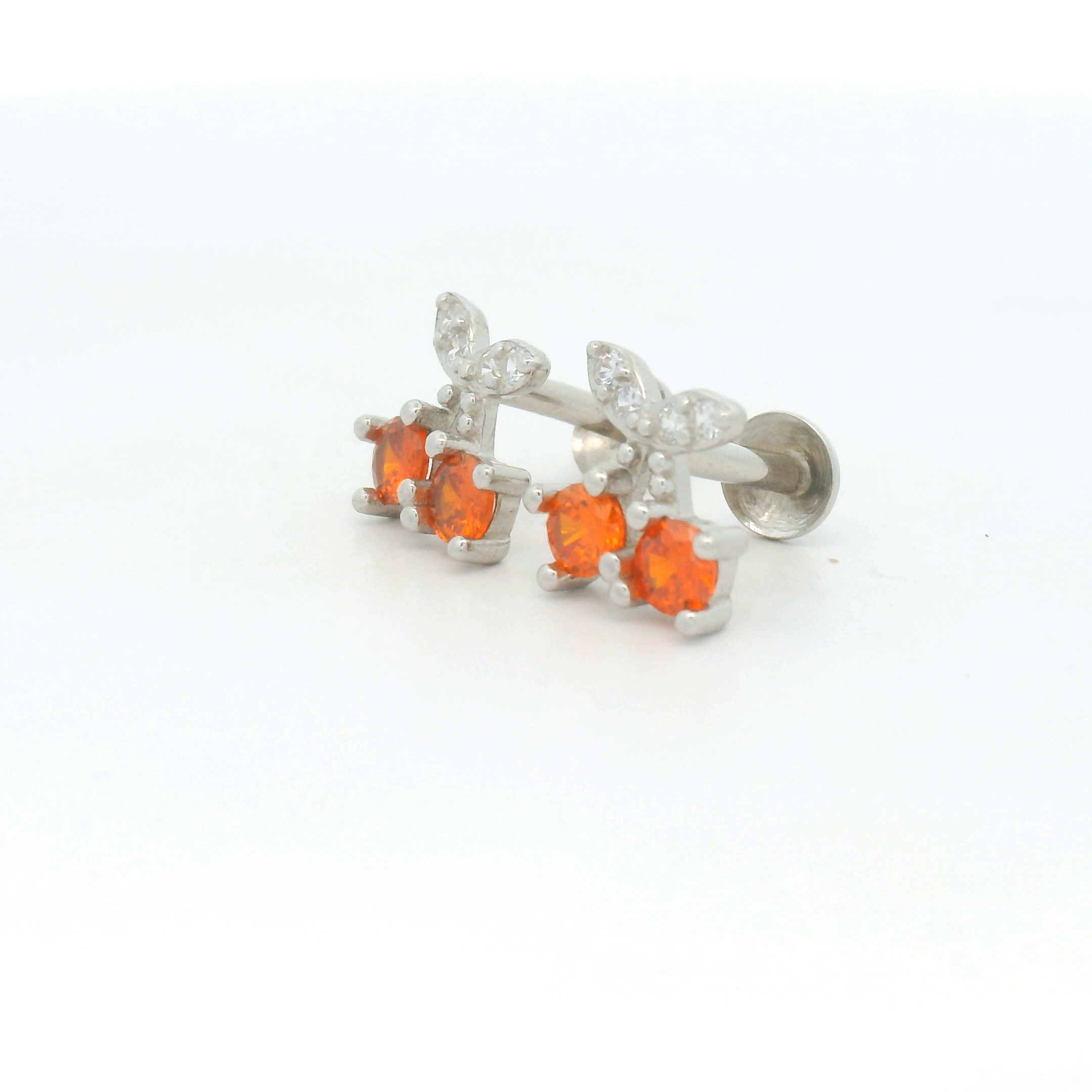 Silver Orange Gemstone Earrings