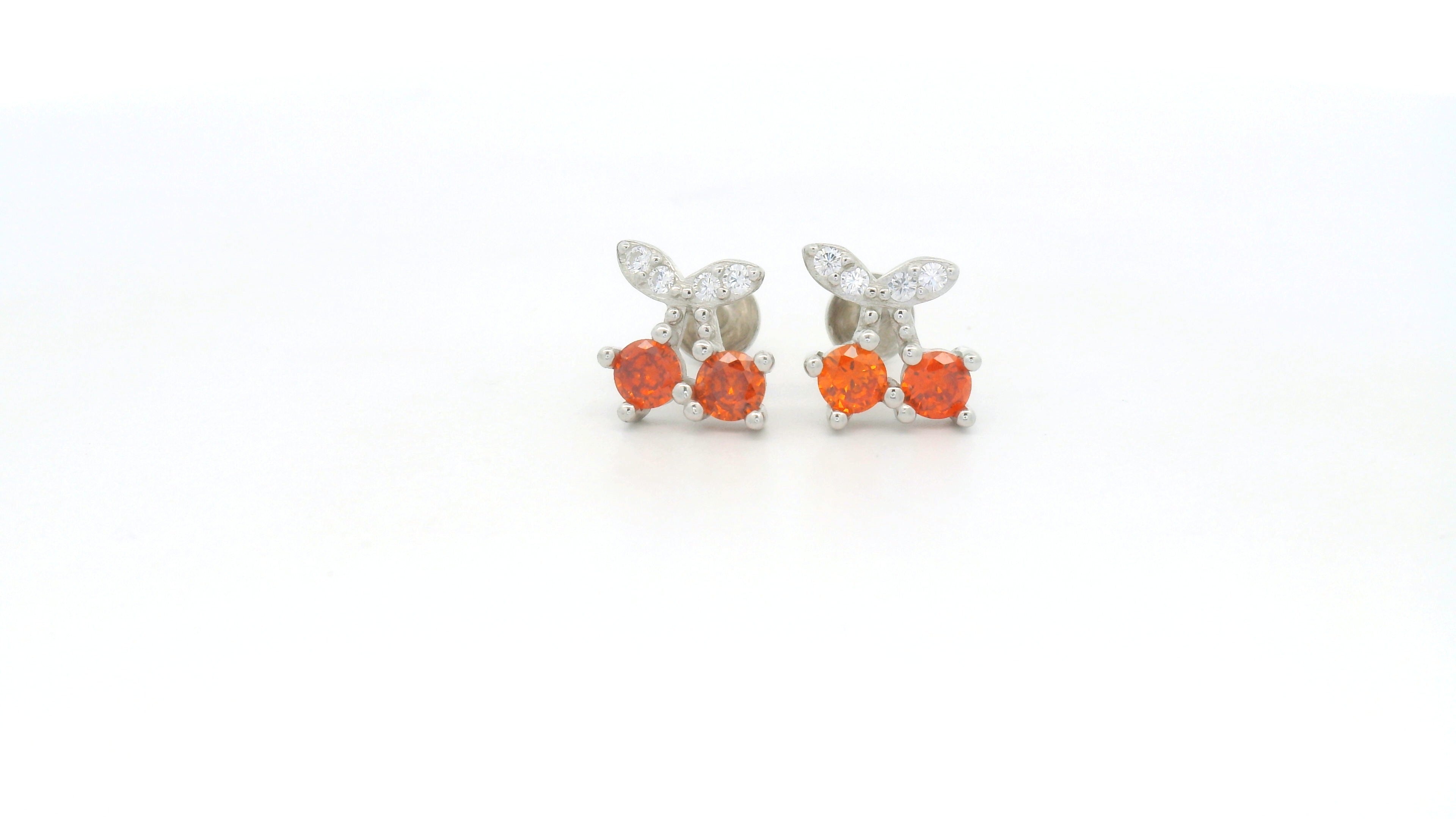 Silver Orange Gemstone Earrings