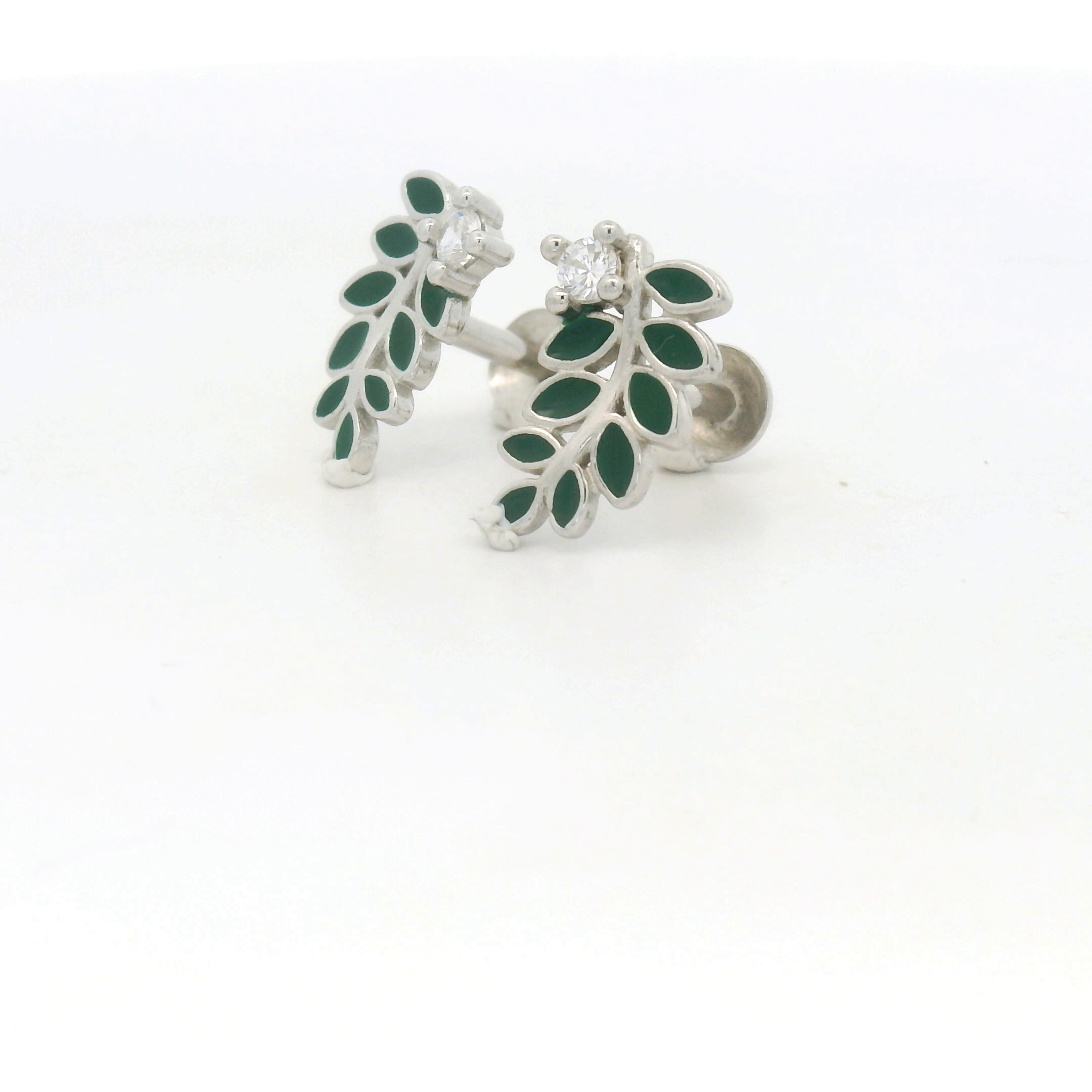 Green Leaf-Inspired Earrings