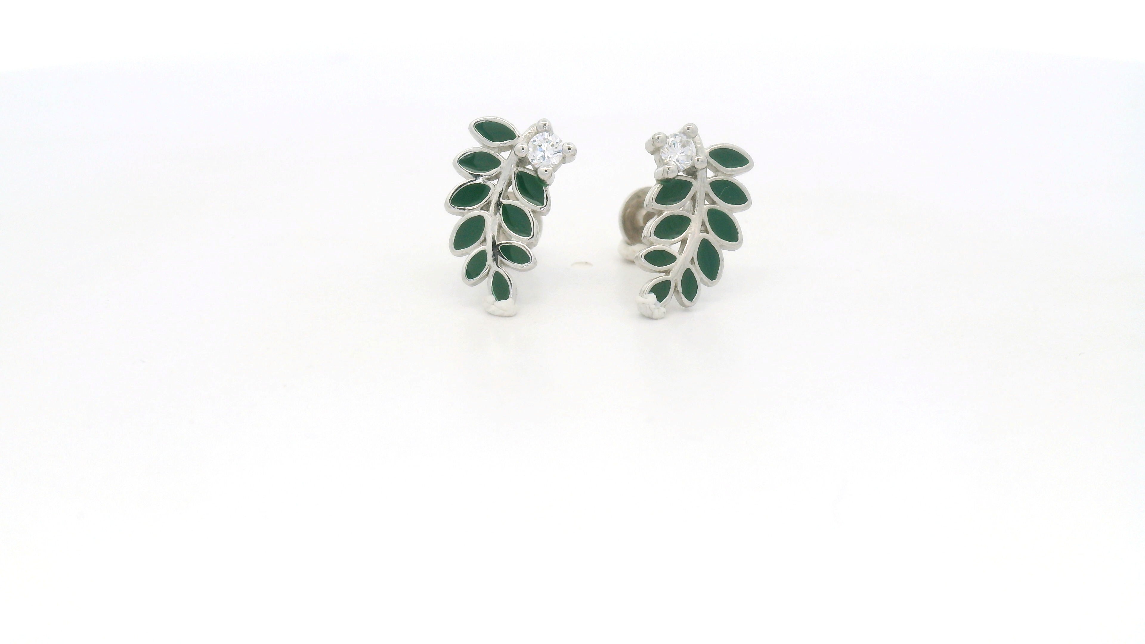 Green Leaf-Inspired Earrings