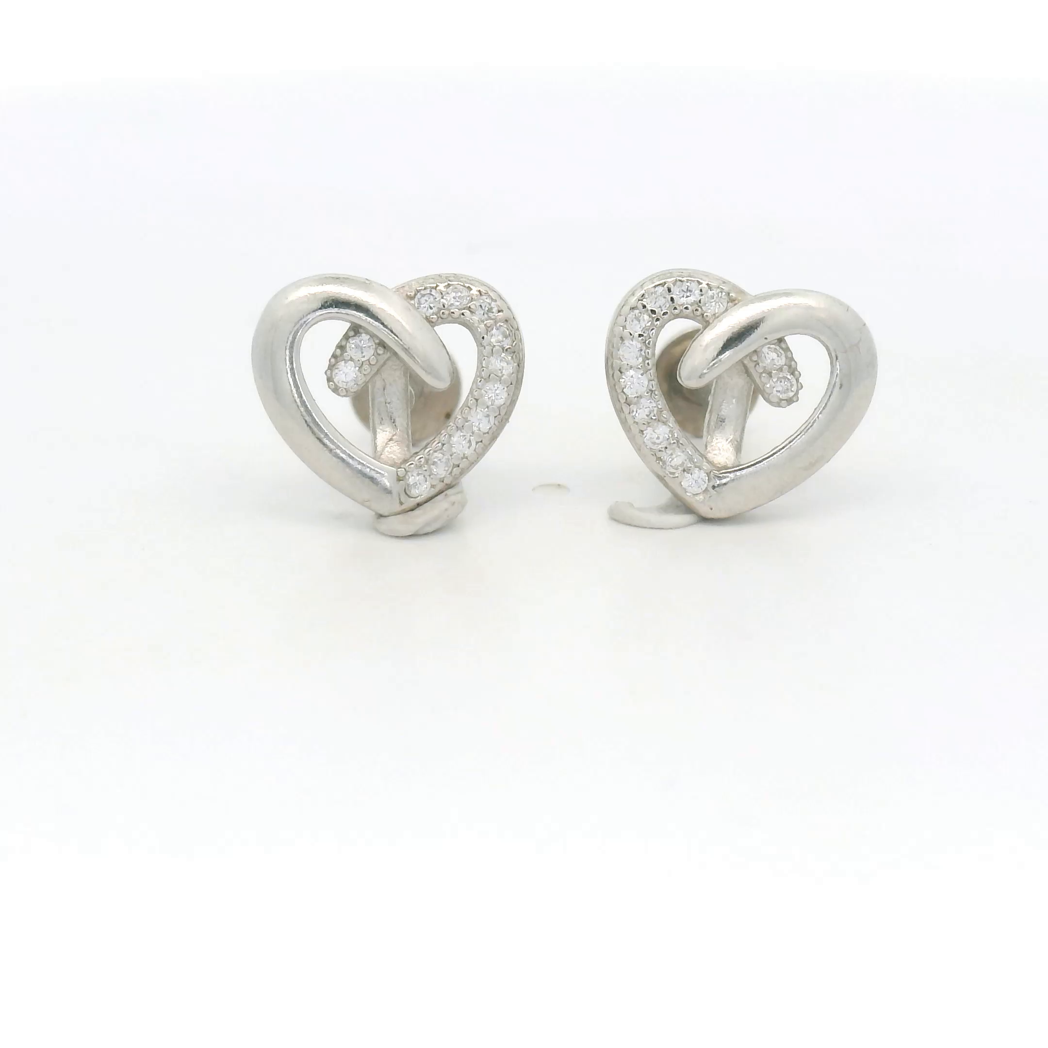 Heart-Shaped Stud Earrings for Silver