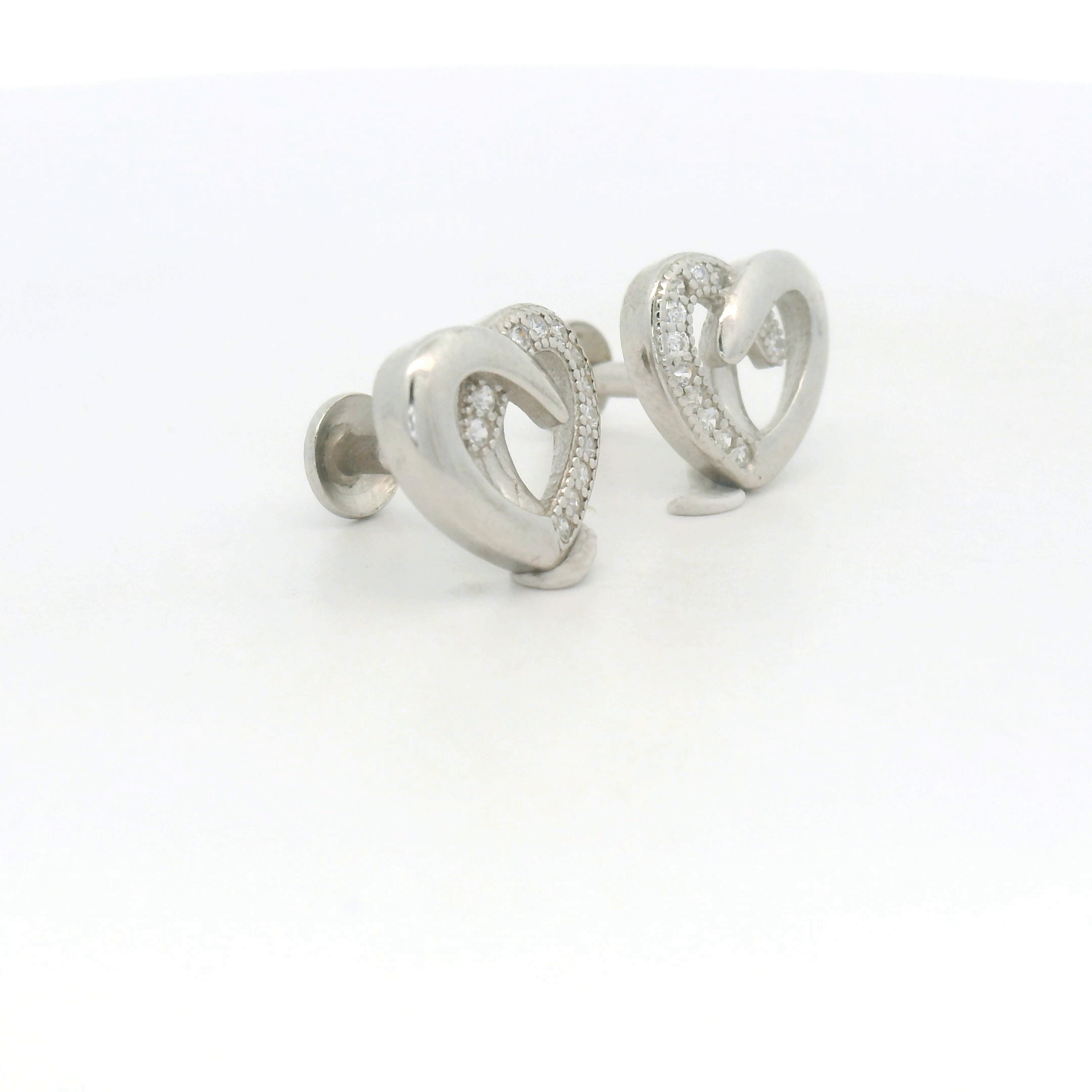 Heart-Shaped Stud Earrings for Silver