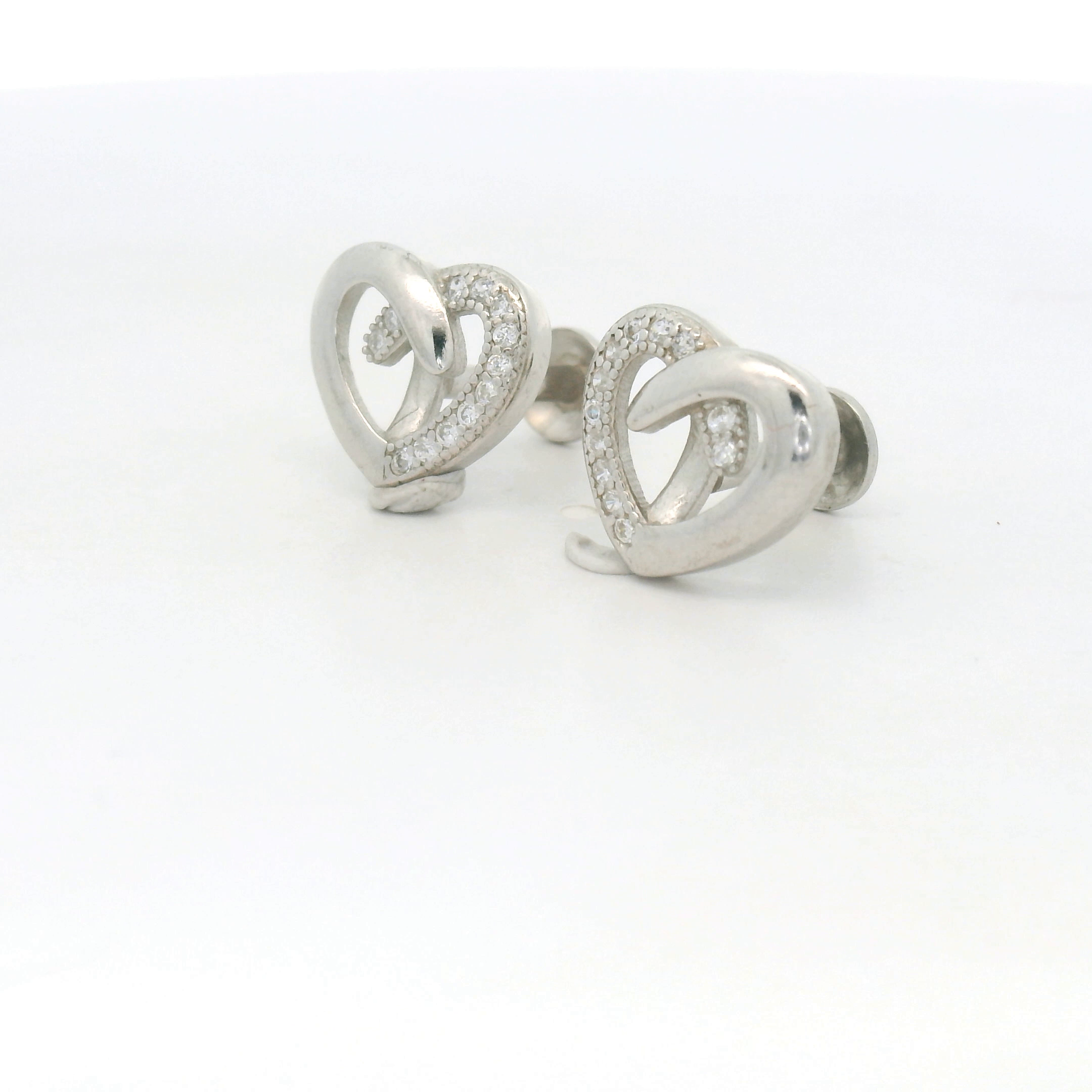 Heart-Shaped Stud Earrings for Silver