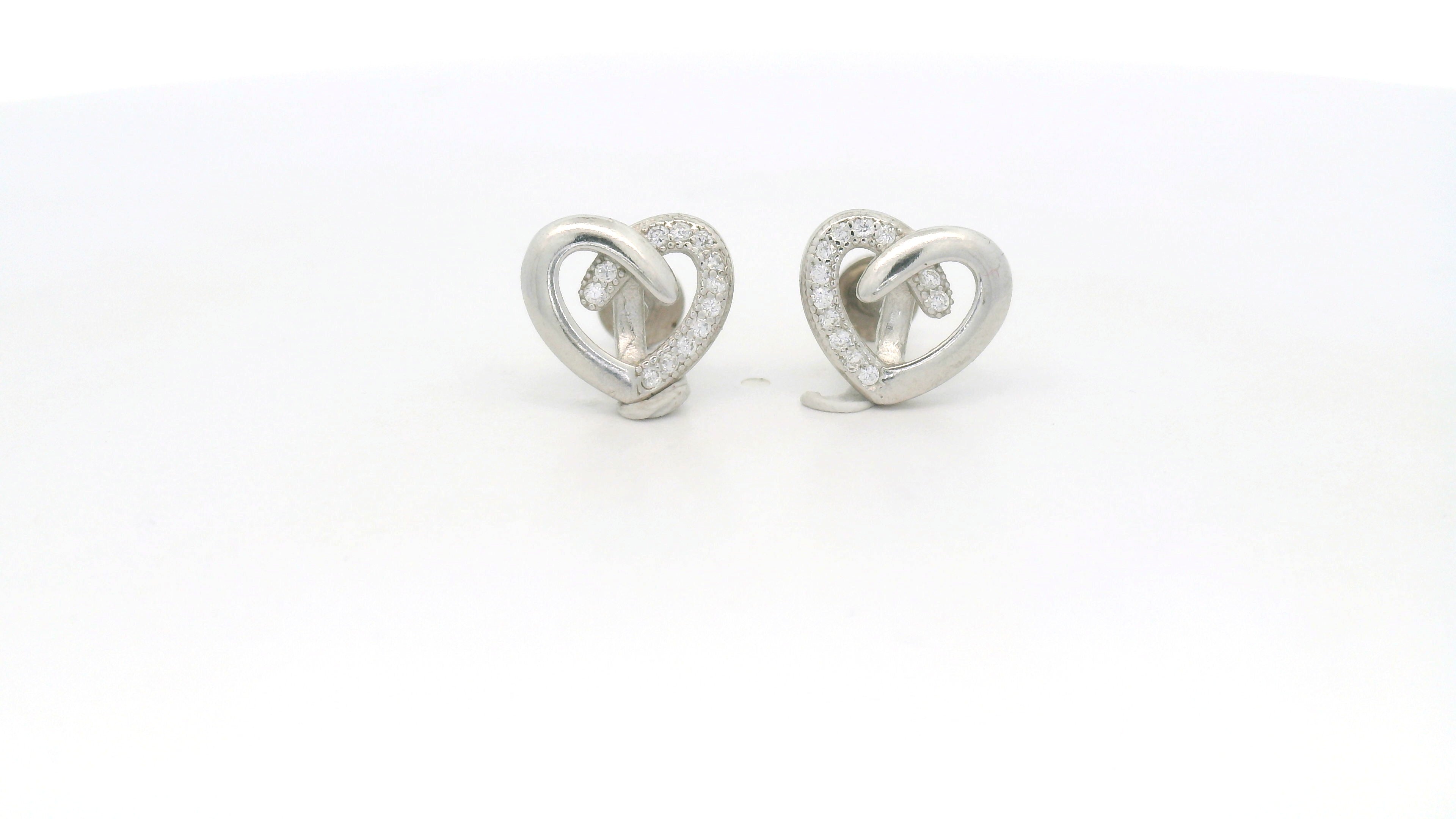 Heart-Shaped Stud Earrings for Silver