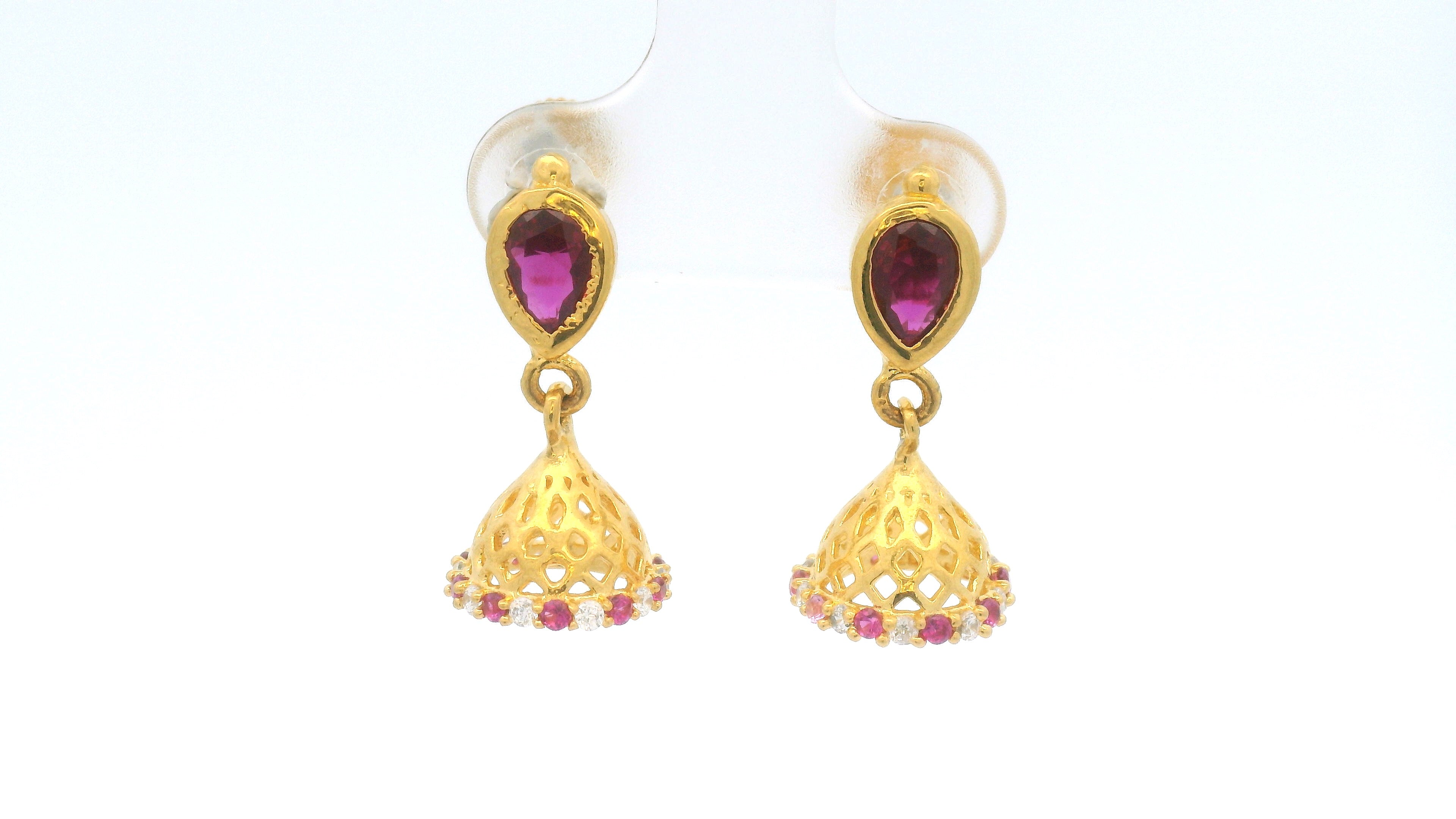 Gold and Ruby Earrings for Womens