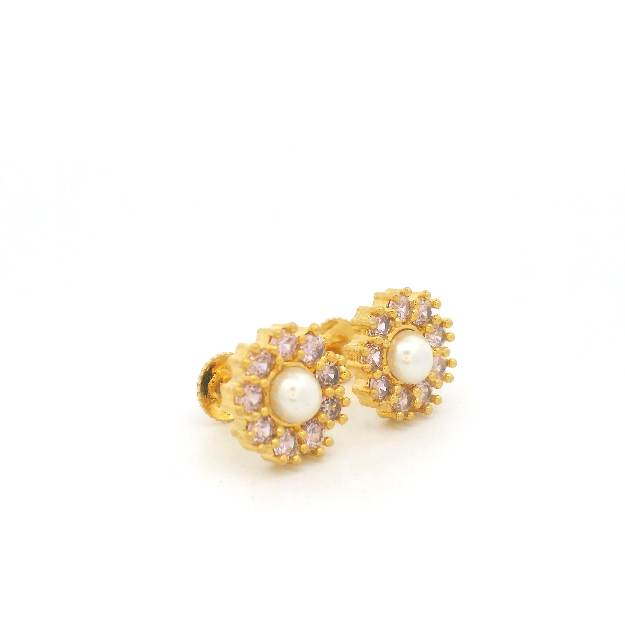 Silver Floral Pearl Earrings