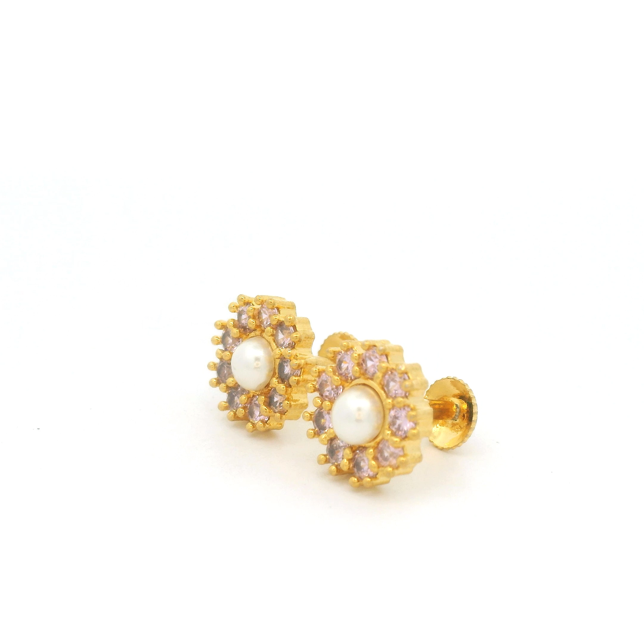 Silver Floral Pearl Earrings
