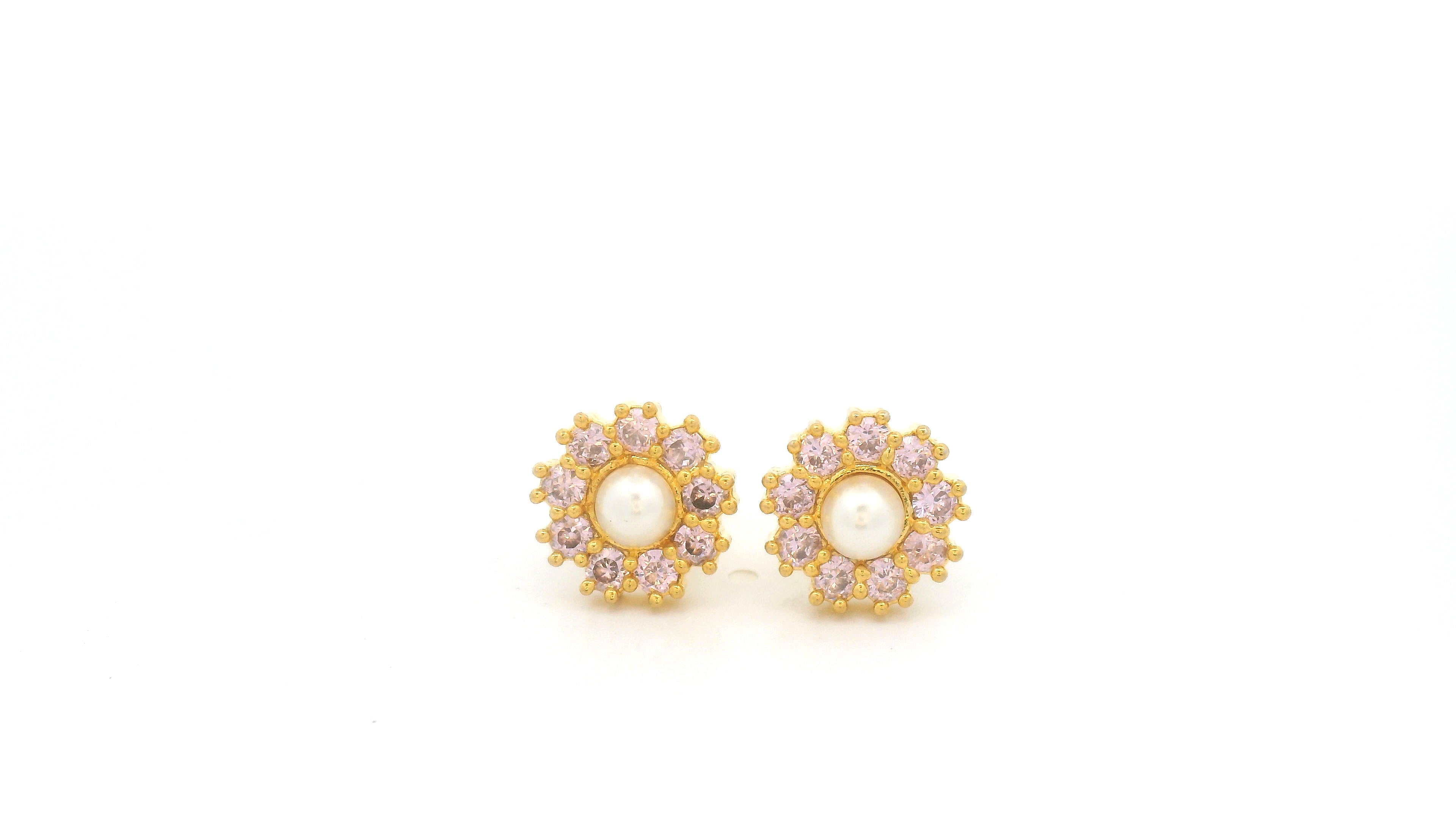Silver Floral Pearl Earrings