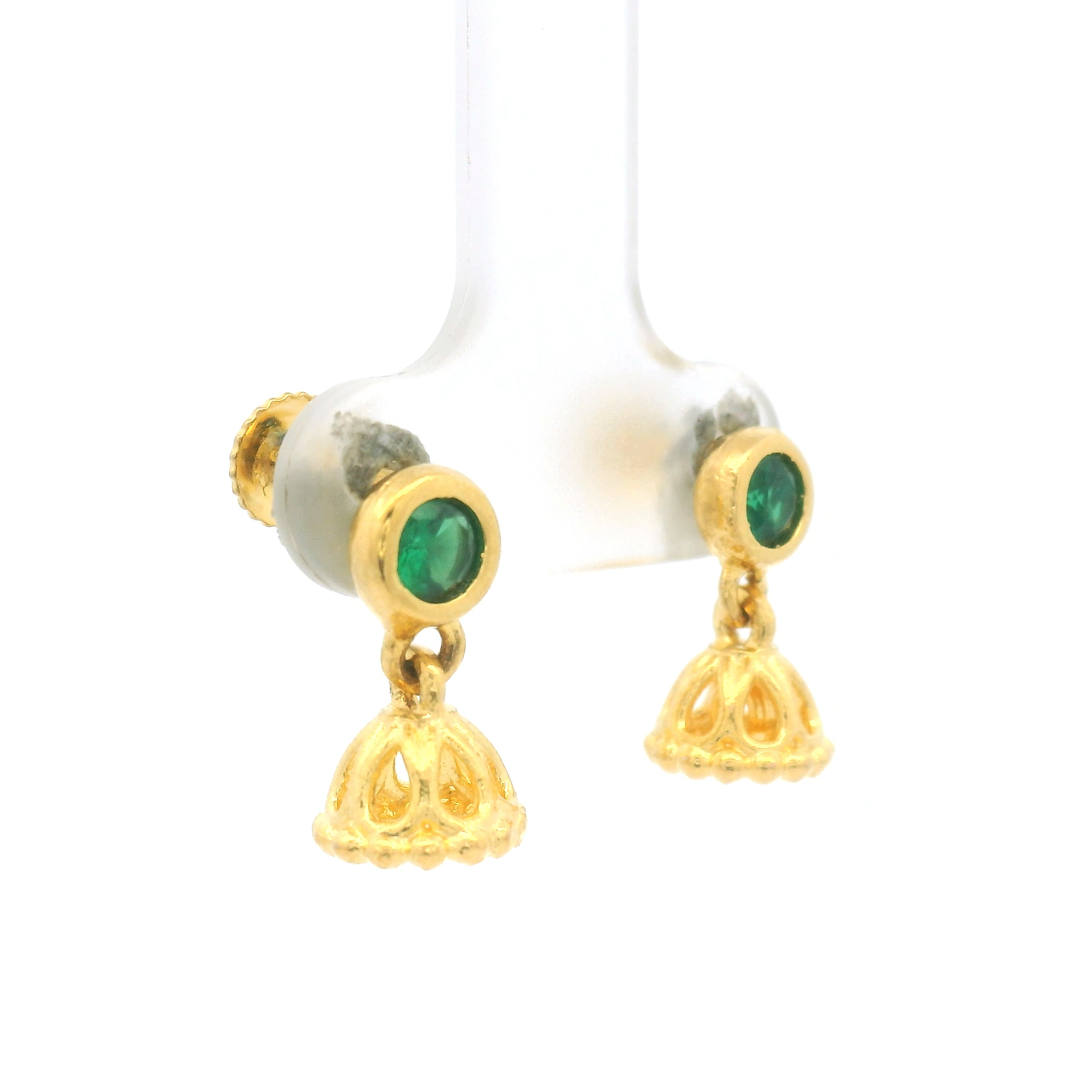 Gold Plated Earrings with Green Accents