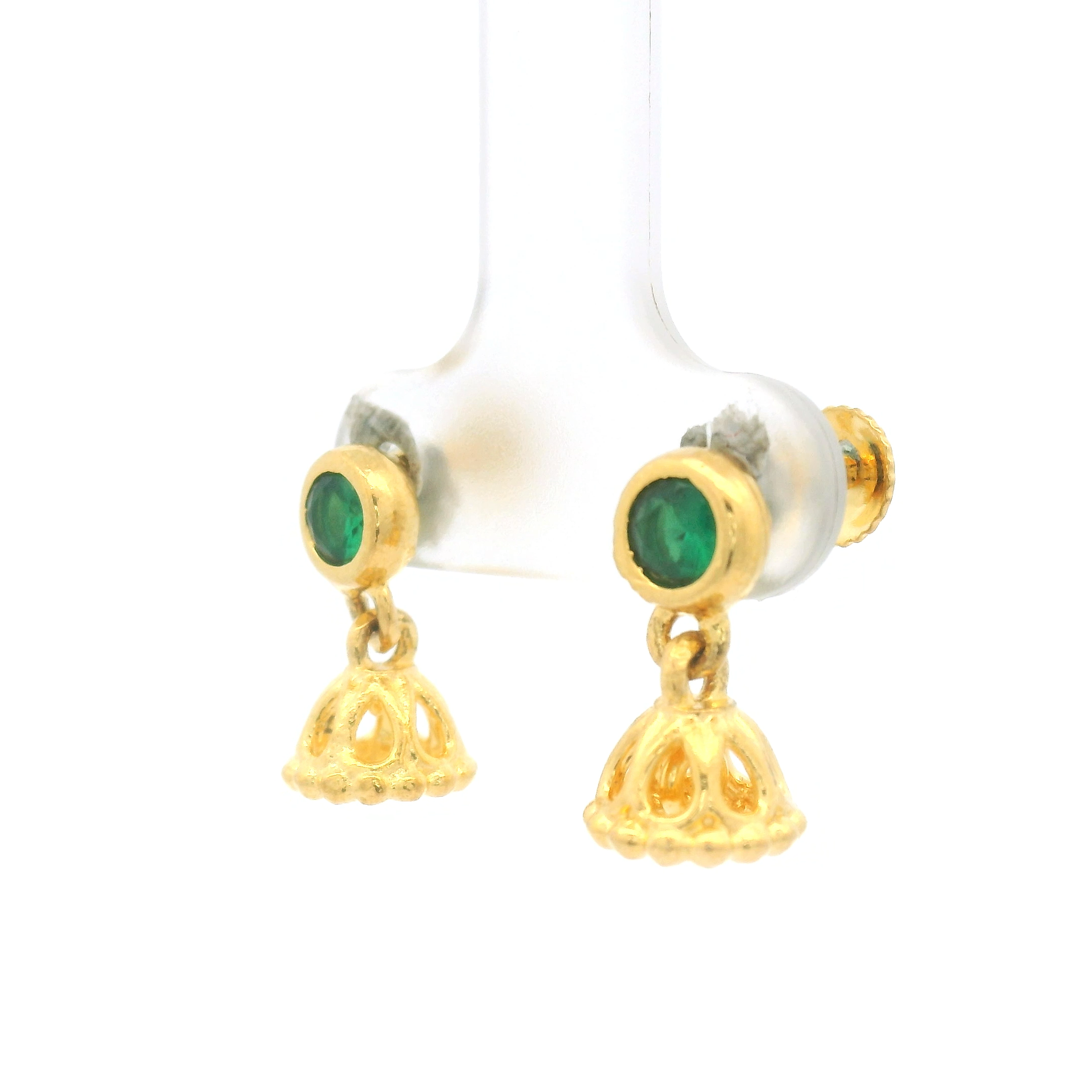 Gold Plated Earrings with Green Accents