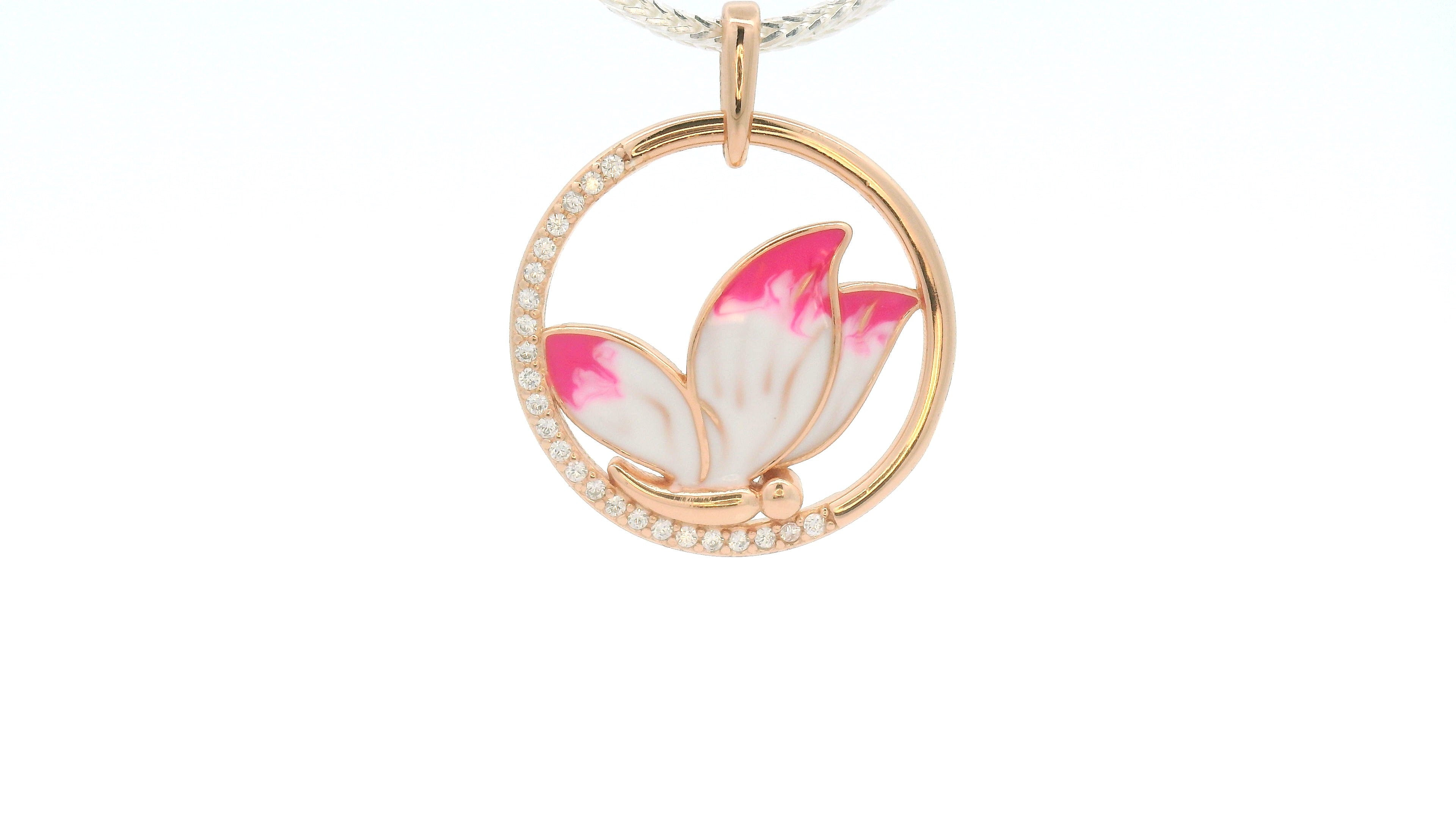 Rose Gold Pink Beautiful Butterfly Pendant