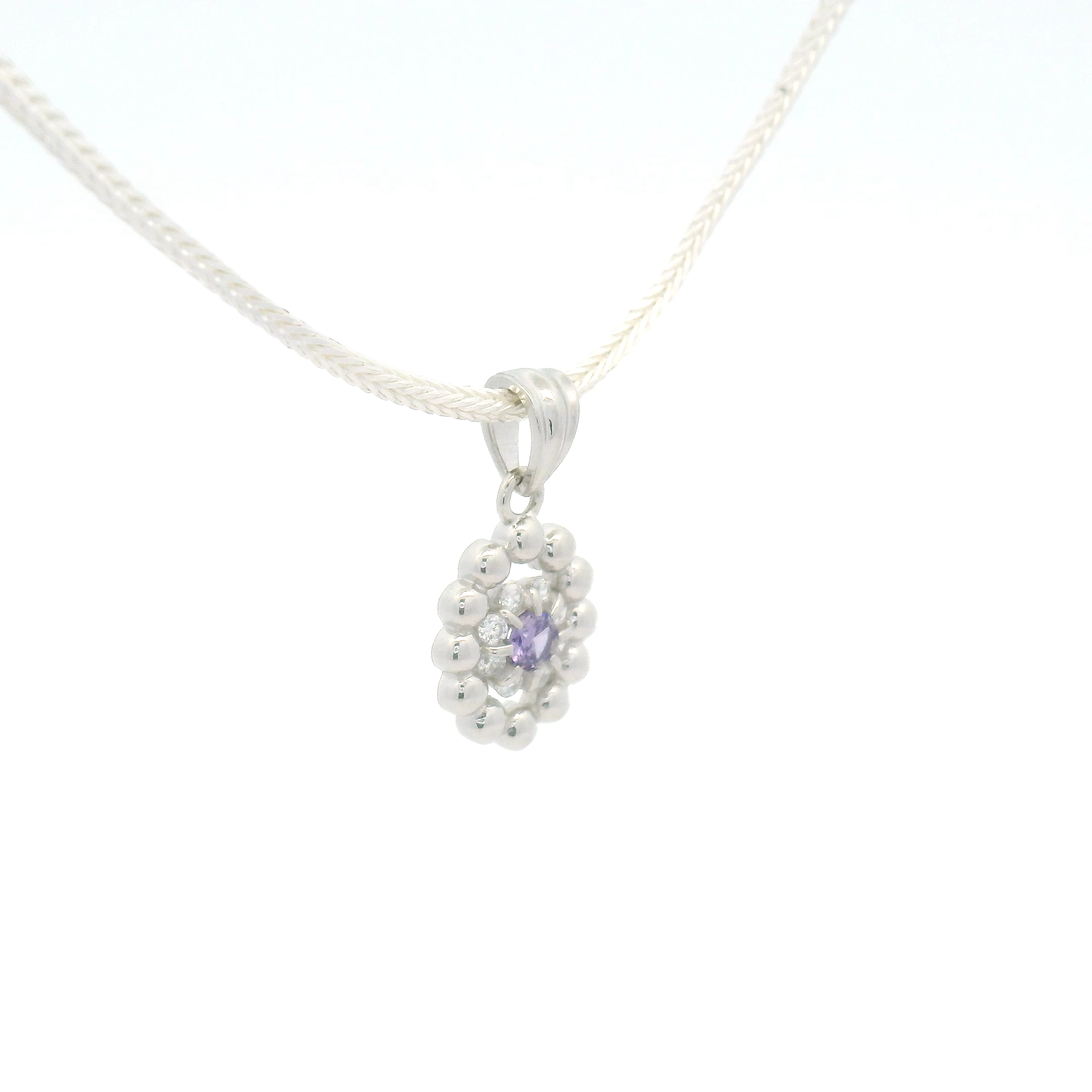 925 Silver Pendant with Purple Gemstone
