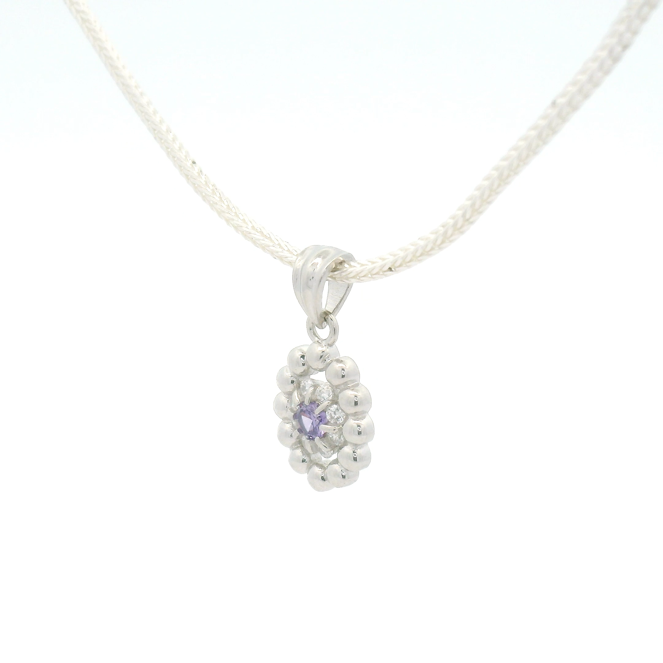 925 Silver Pendant with Purple Gemstone