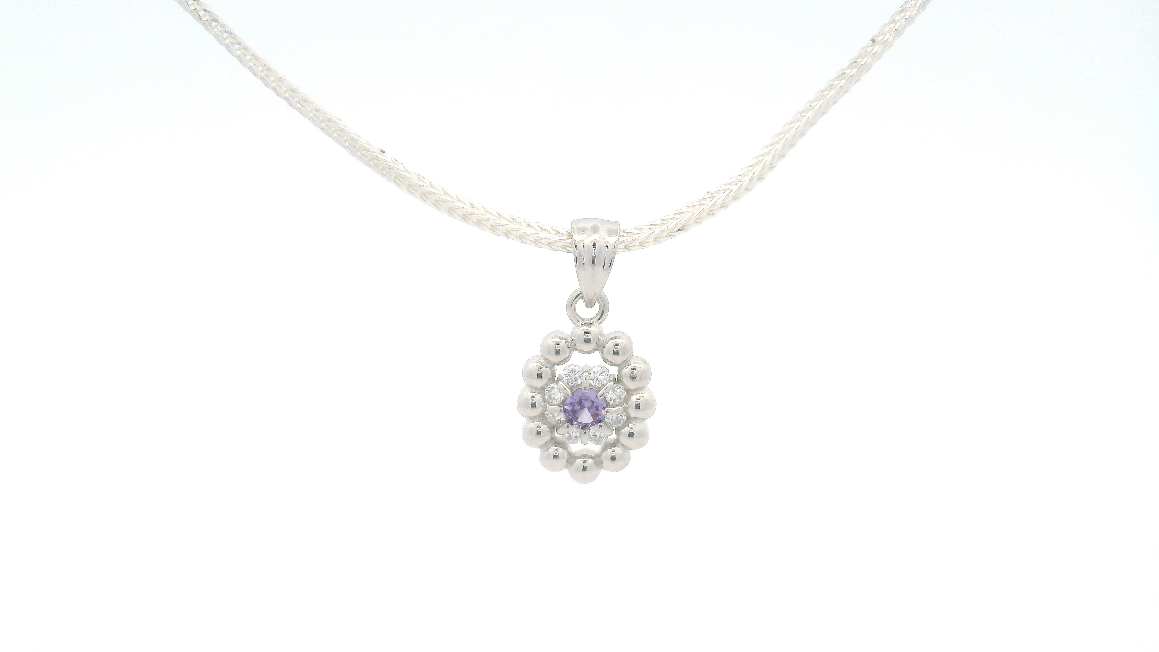 925 Silver Pendant with Purple Gemstone