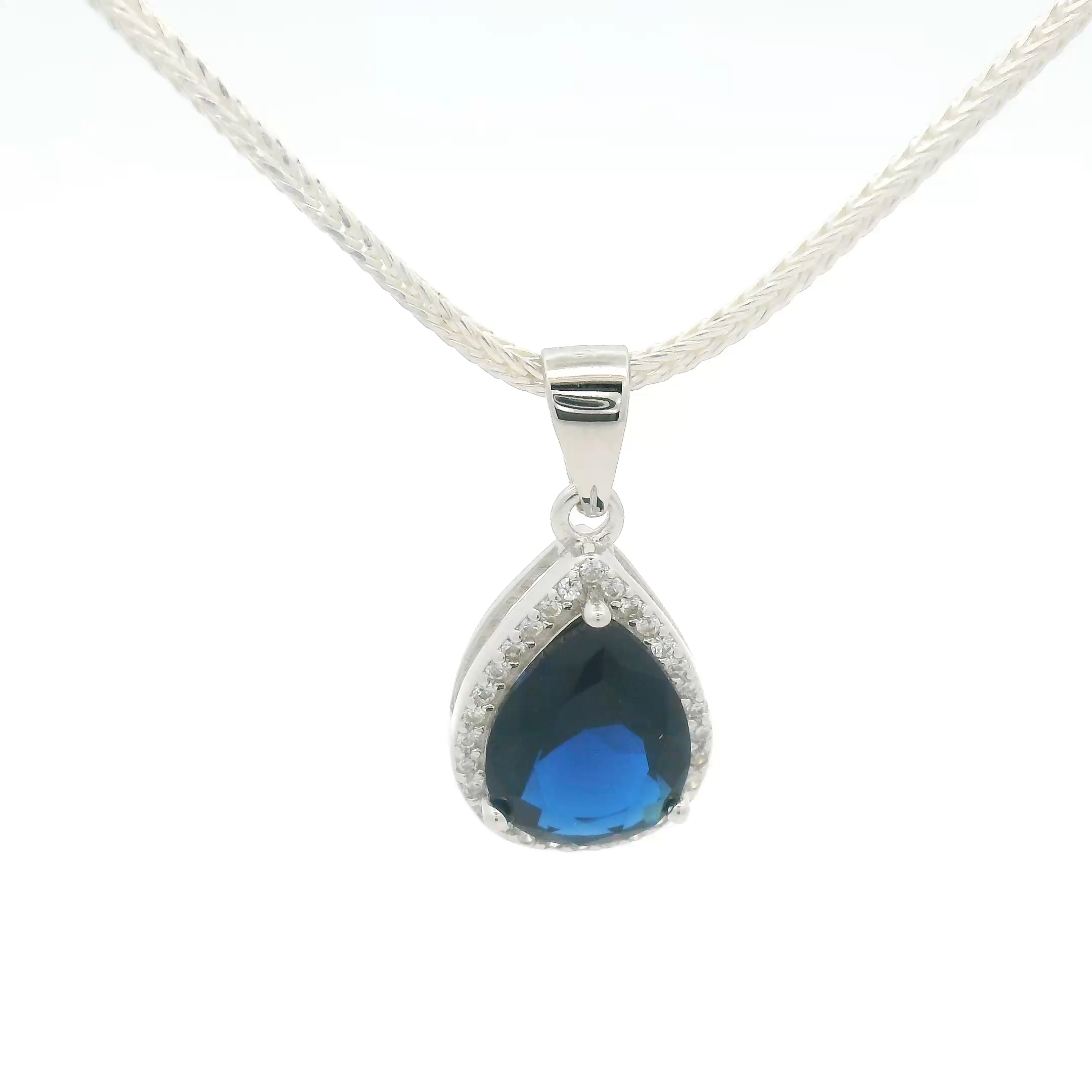 Blue Stone Drop Pendant – Sterling Silver Pendant Charm