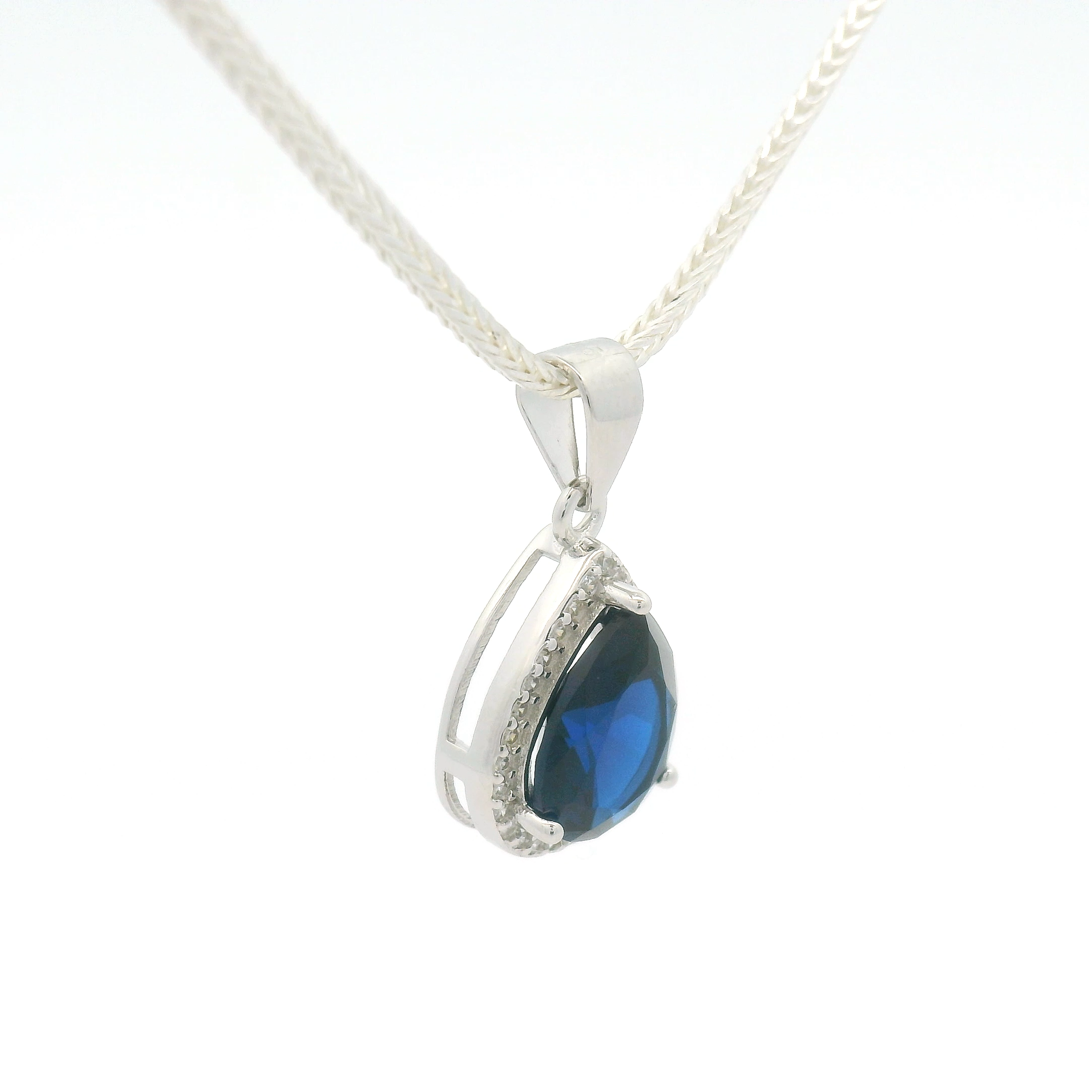 Blue Stone Drop Pendant – Sterling Silver Pendant Charm
