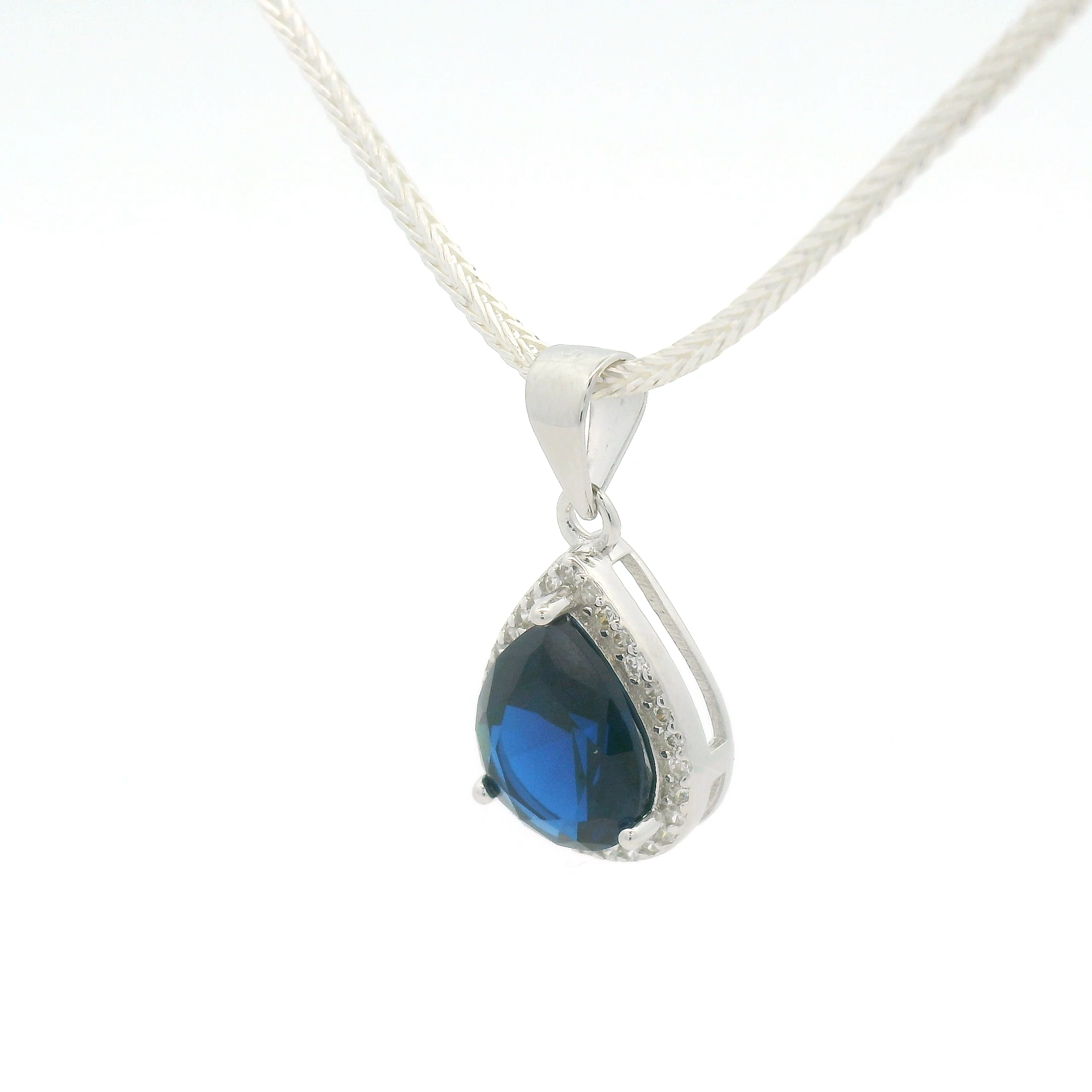 Blue Stone Drop Pendant – Sterling Silver Pendant Charm