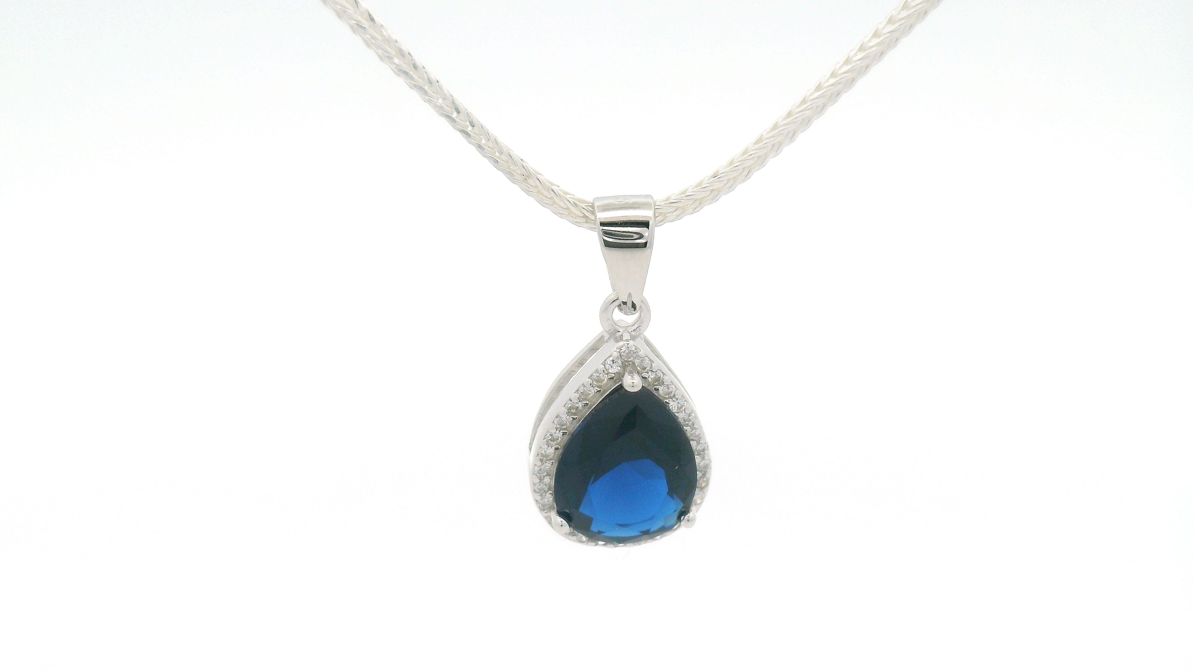 Blue Stone Drop Pendant – Sterling Silver Pendant Charm