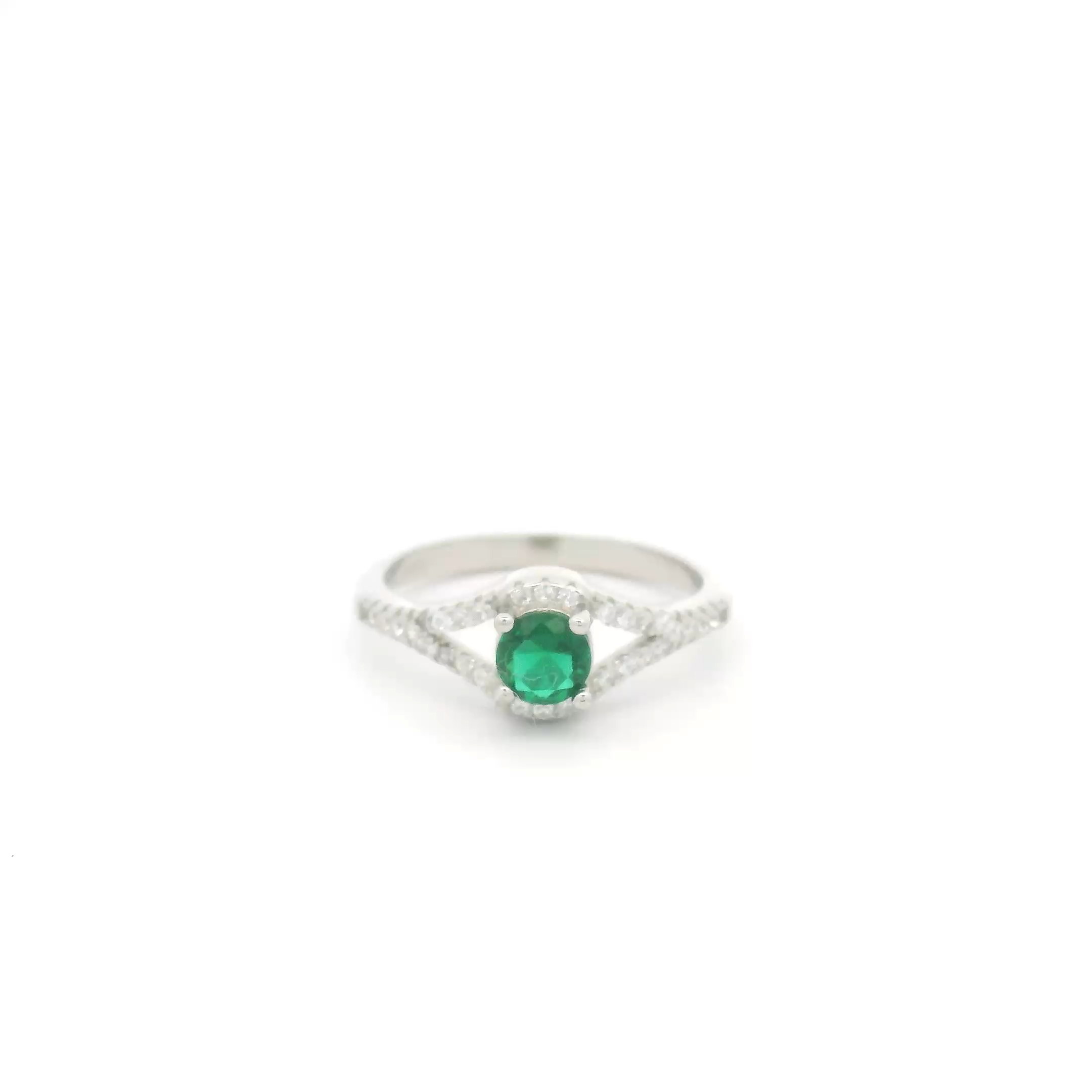 Emerald and Diamond Ring with Green Stone