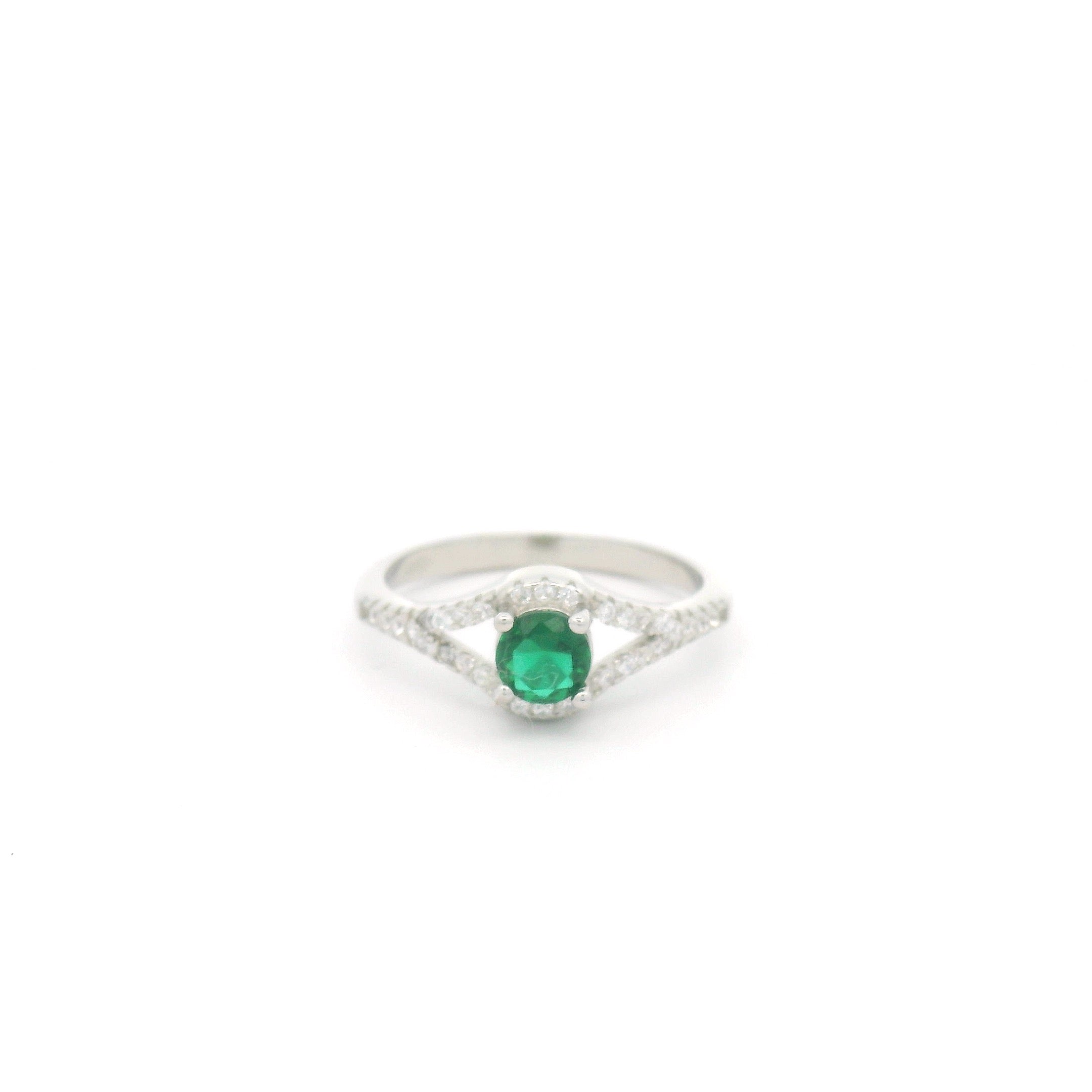 Emerald and Diamond Ring with Green Stone