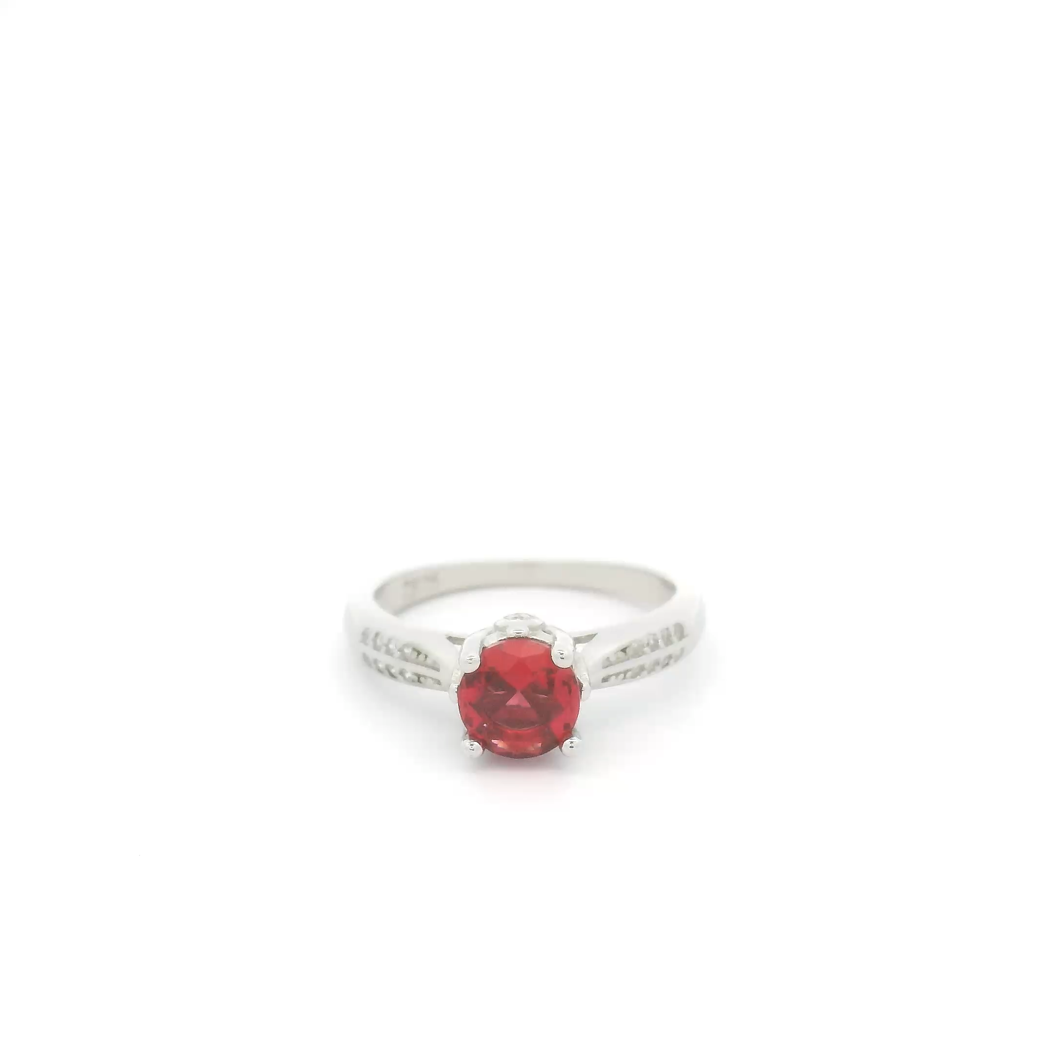 925 Silver Red Gemstone Ladies Ring