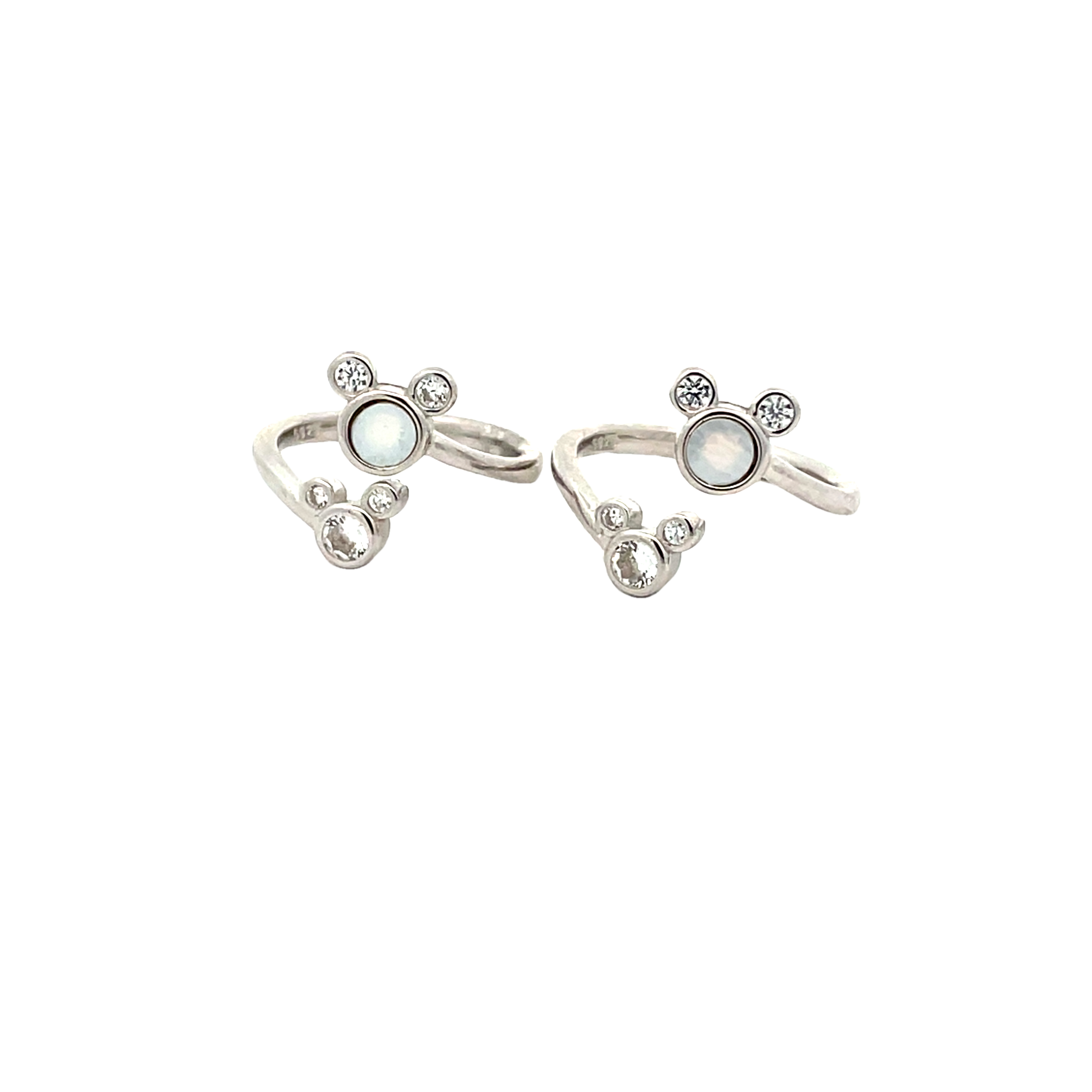 Charming  Cz Silver Mouse Ear Toe Rings
