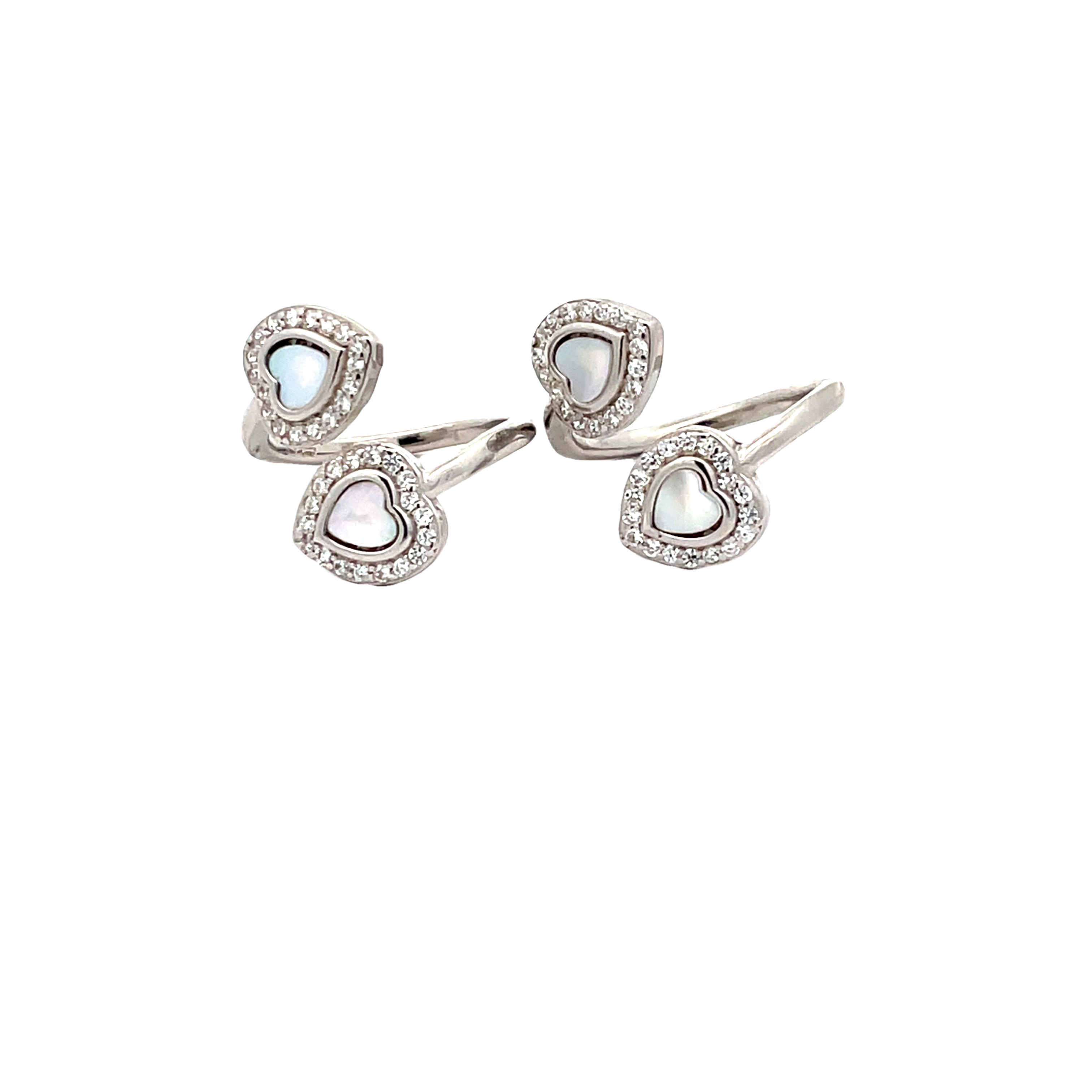 Charming Cz Heart-Shaped Silver Toe Rings