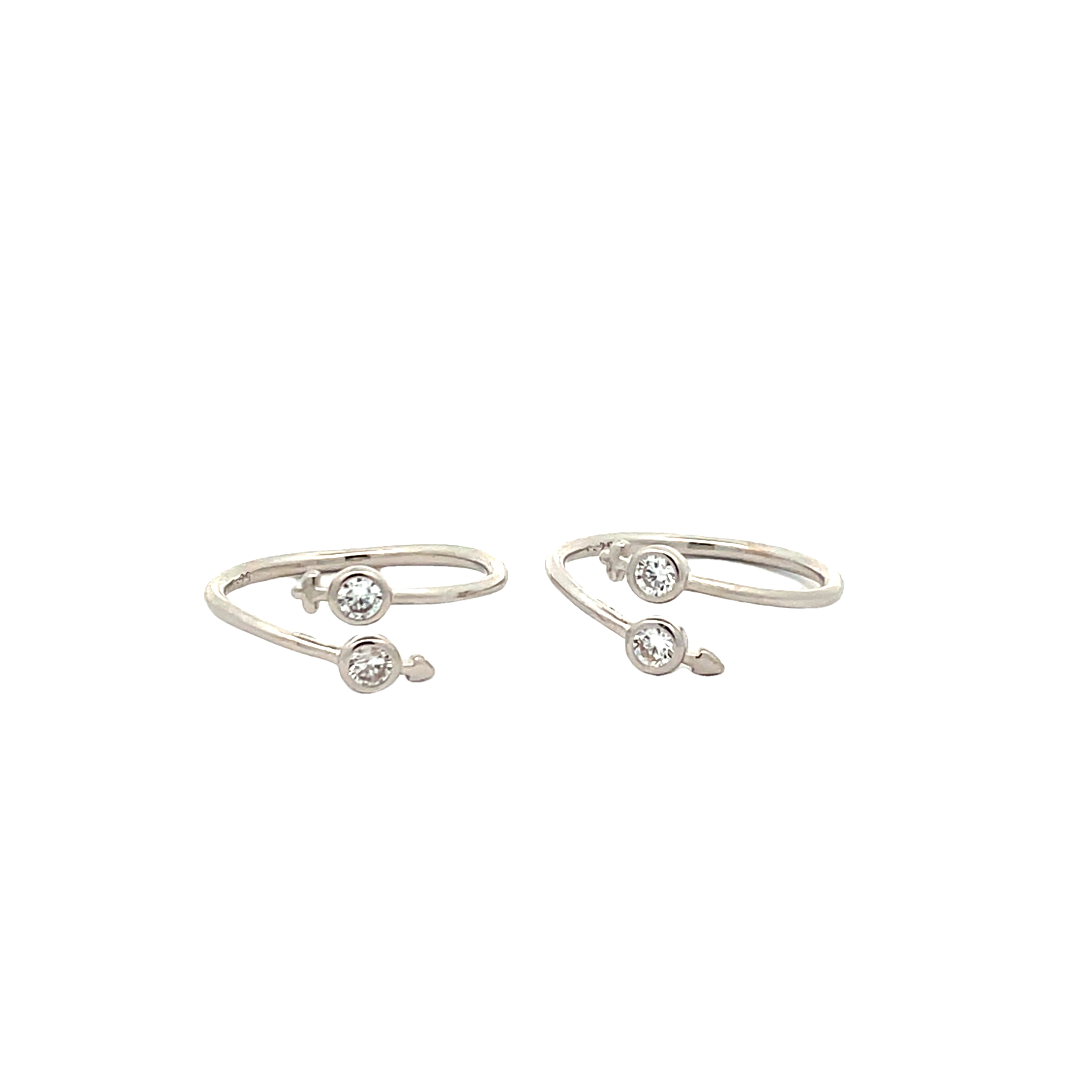Elegant Cz Silver Toe Rings with Sparkling Stones