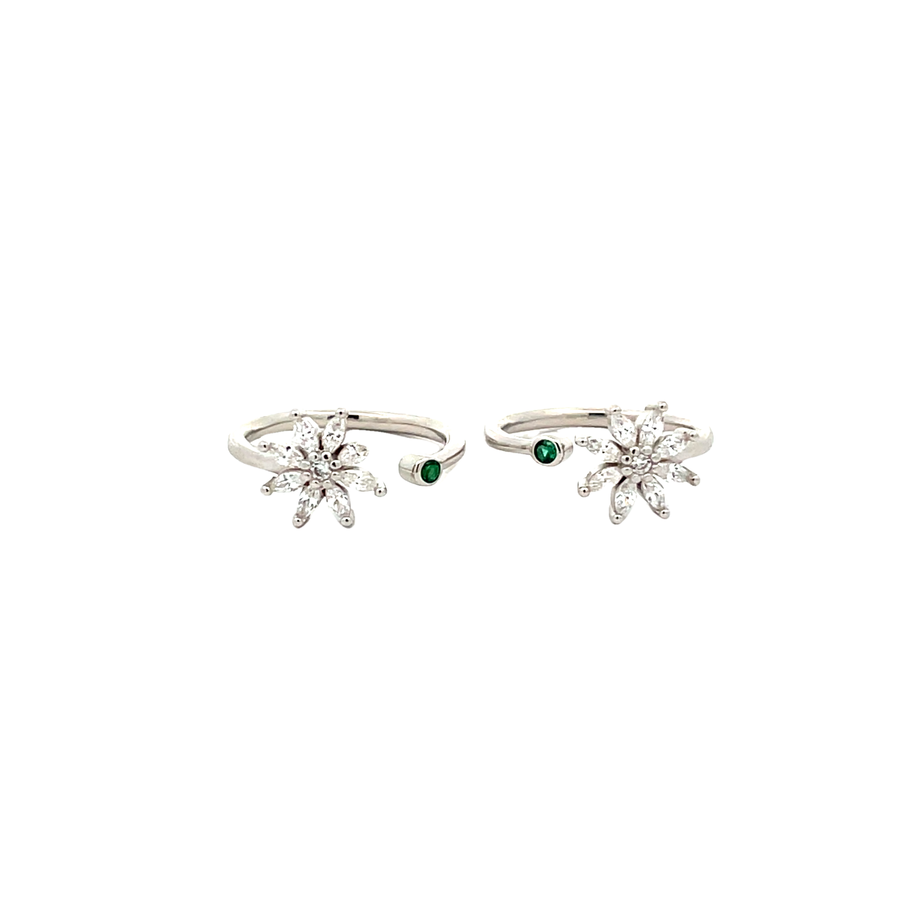 Elegant Cz Star-Shaped Silver Toe Rings