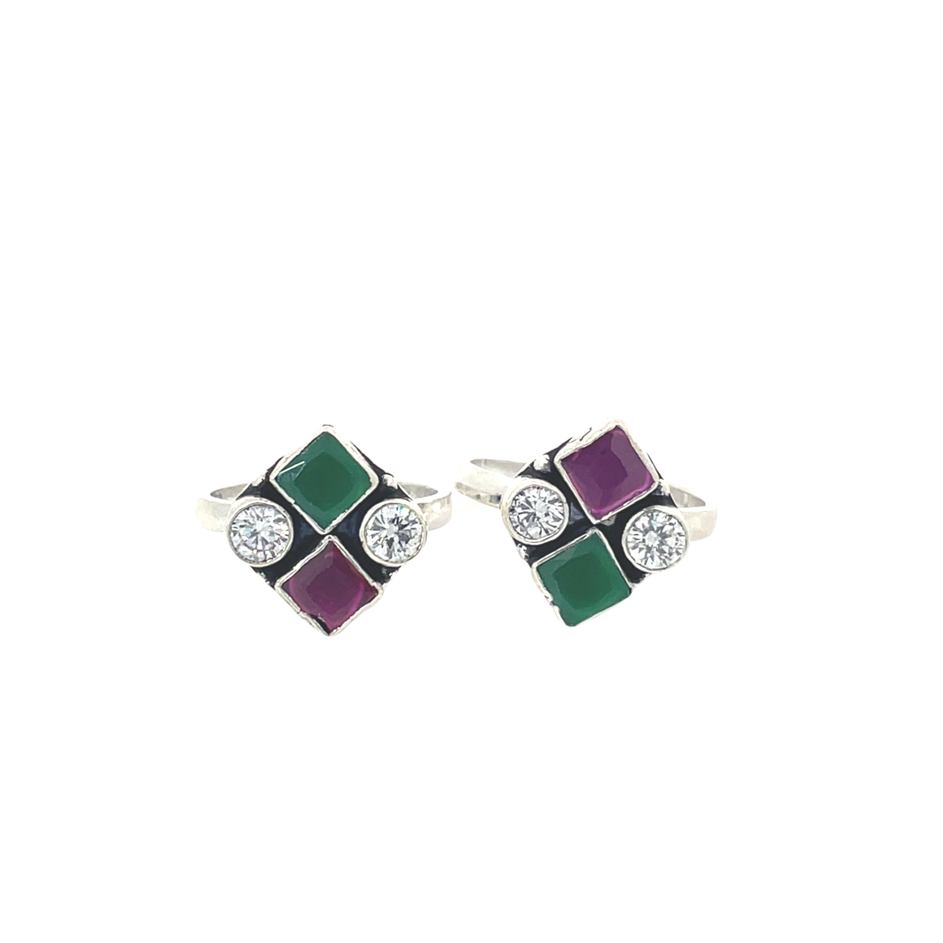 Elegant Square Gemstone Toe Rings
