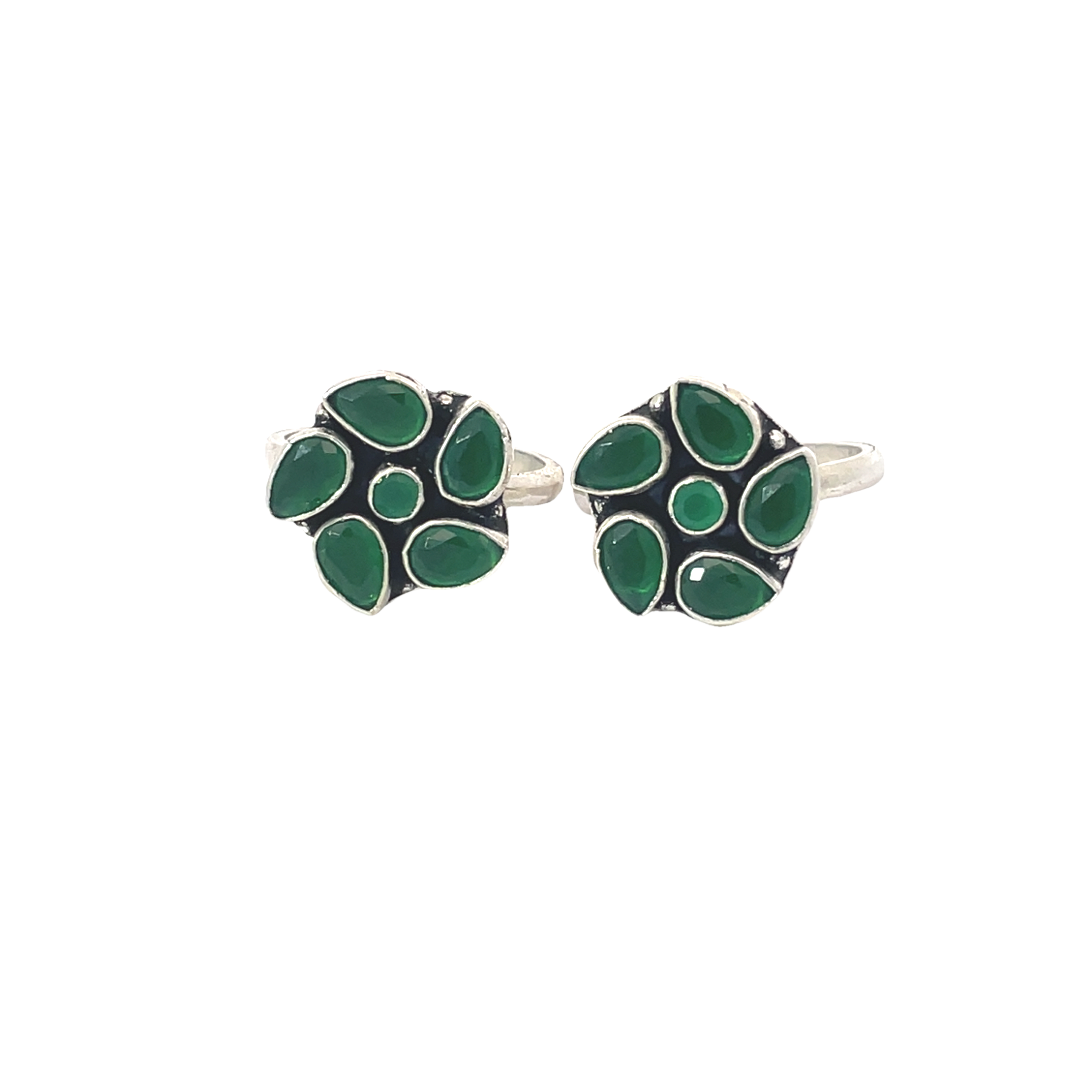 Elegant Green Stone Toe Rings