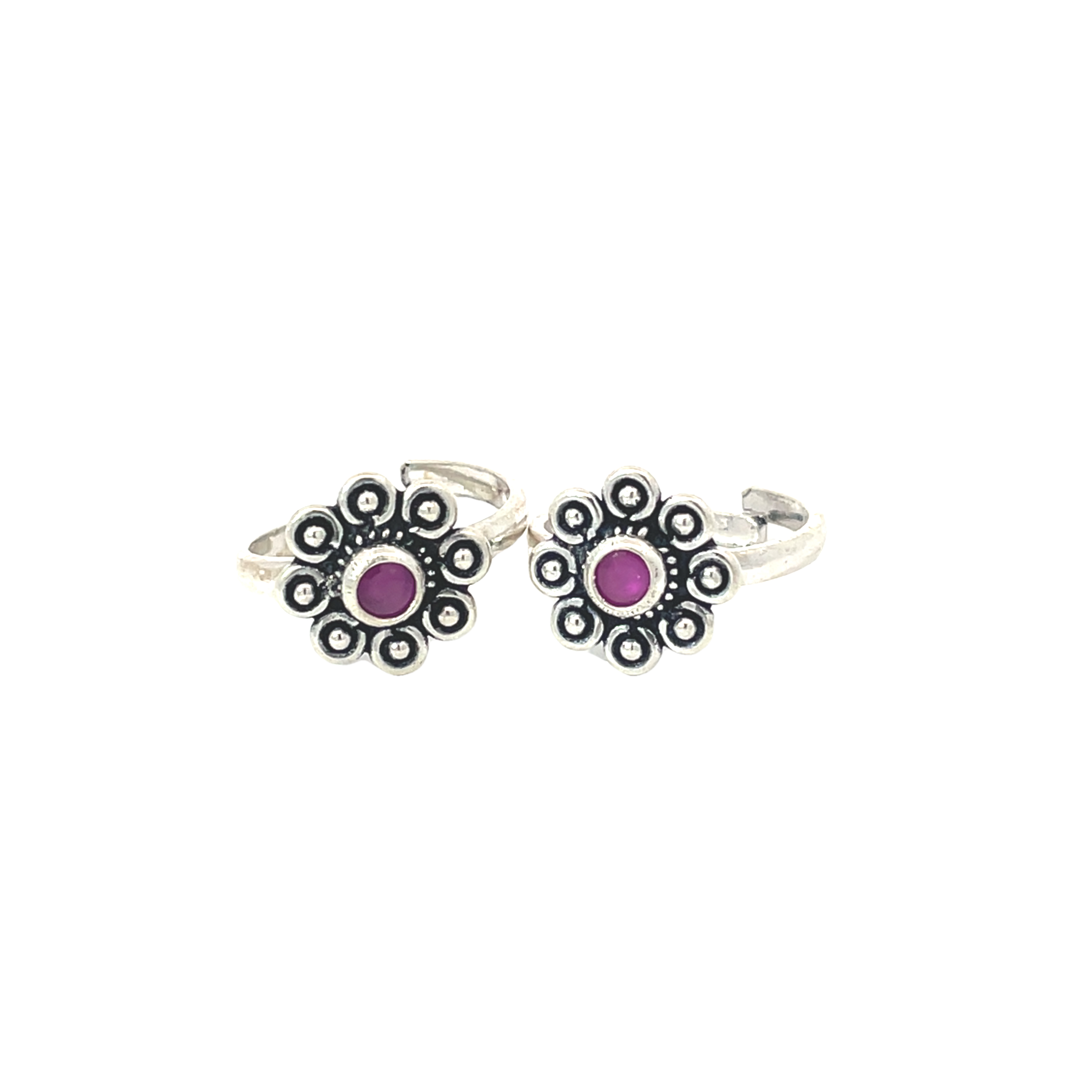 Elegant Floral Silver Toe Rings