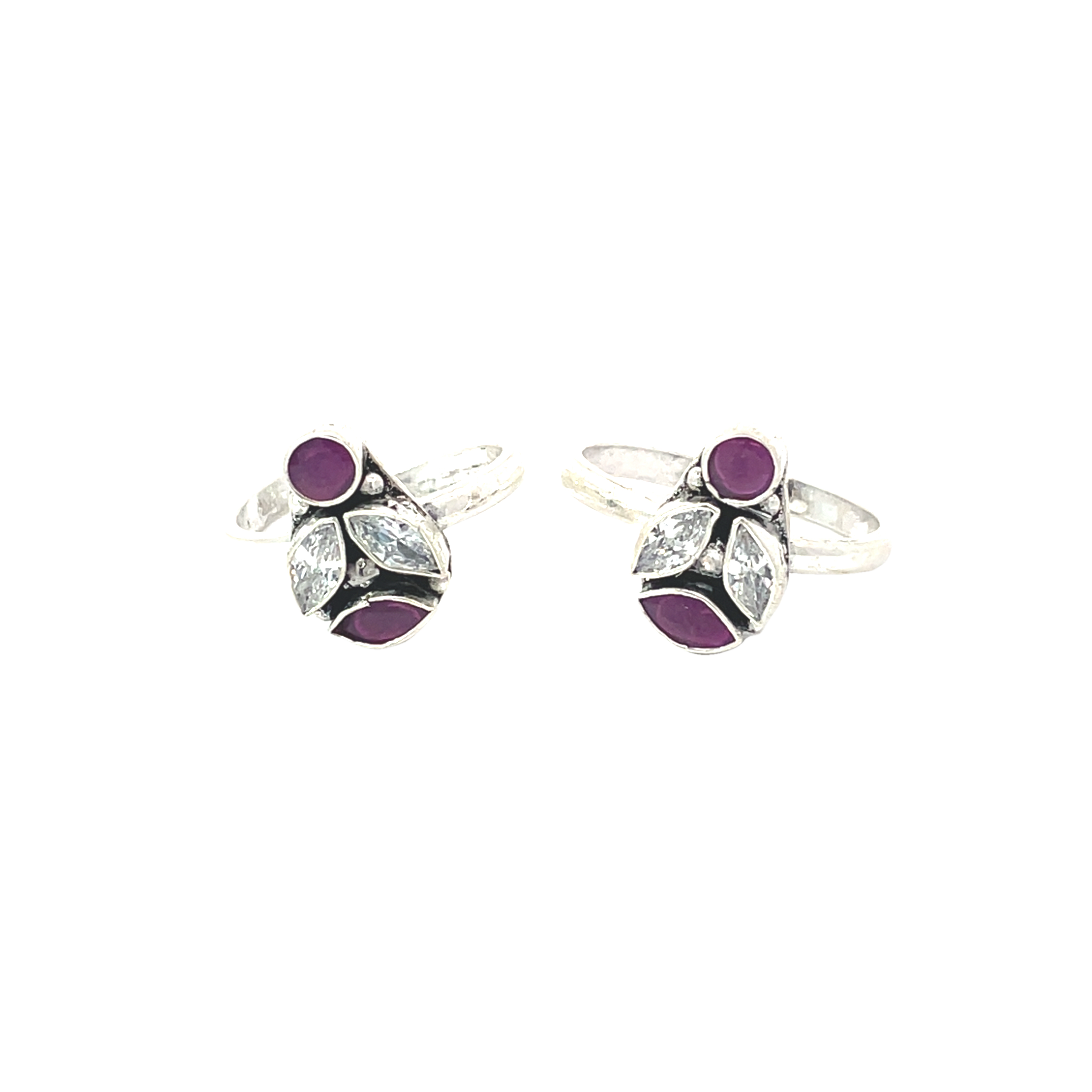 Elegant Silver and Purple Toe Rings